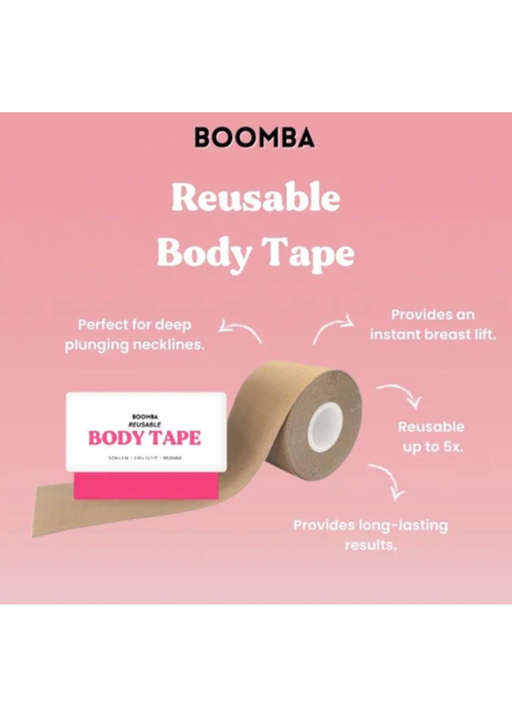 BOOMBA REUSABLE BODY TAPE 13ft x 2in SKIN TONE