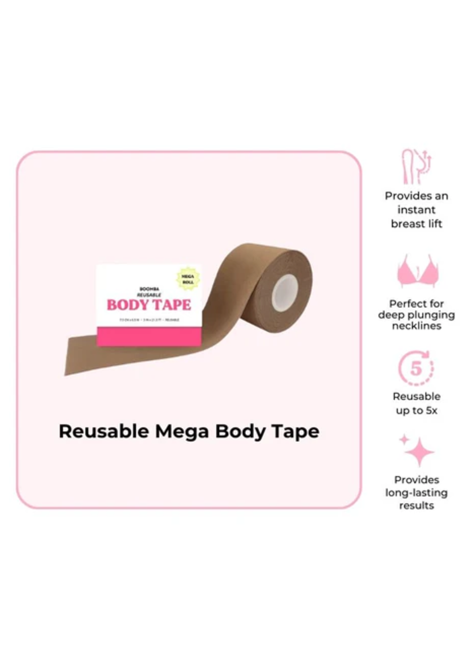 BOOMBA REUSABLE BODY TAPE 13ft x 2in SKIN TONE