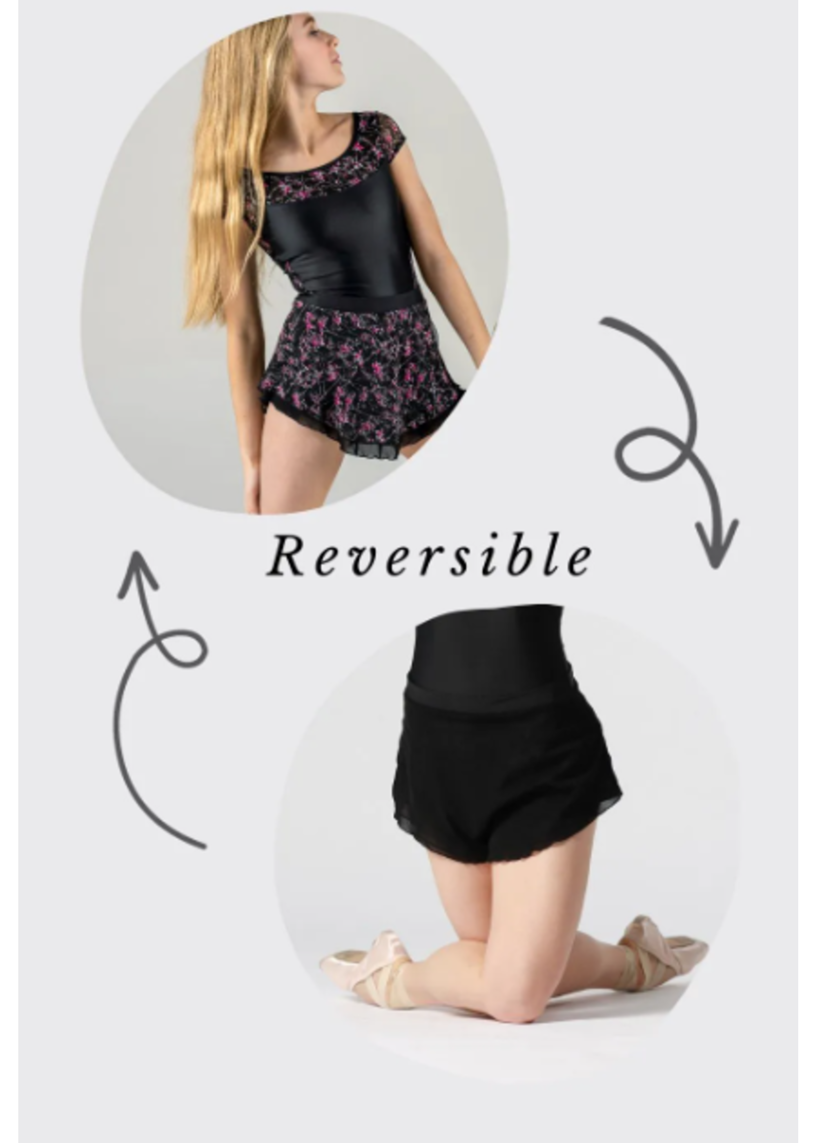 AK DANCEWEAR S870 DOUBLE LAYER FLORAL MESH PULL ON SKIRT
