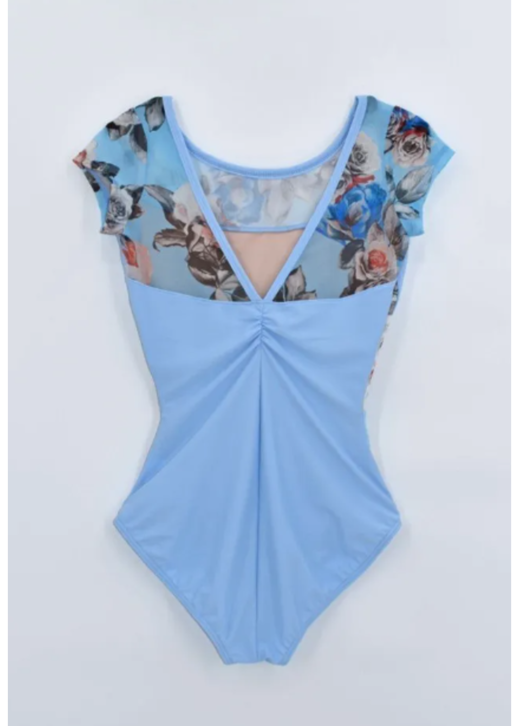 AK DANCEWEAR 1802 EMERY PANEL FLORAL MESH CAP SLEEVE LEOTARD