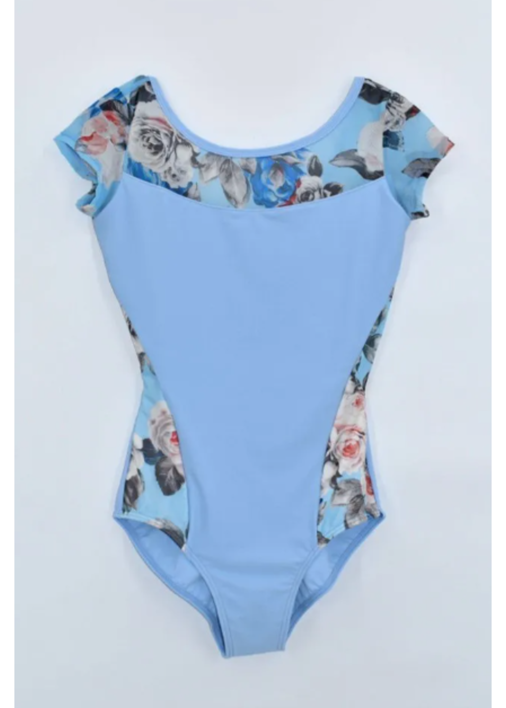 AK DANCEWEAR 1802 EMERY PANEL FLORAL MESH CAP SLEEVE LEOTARD