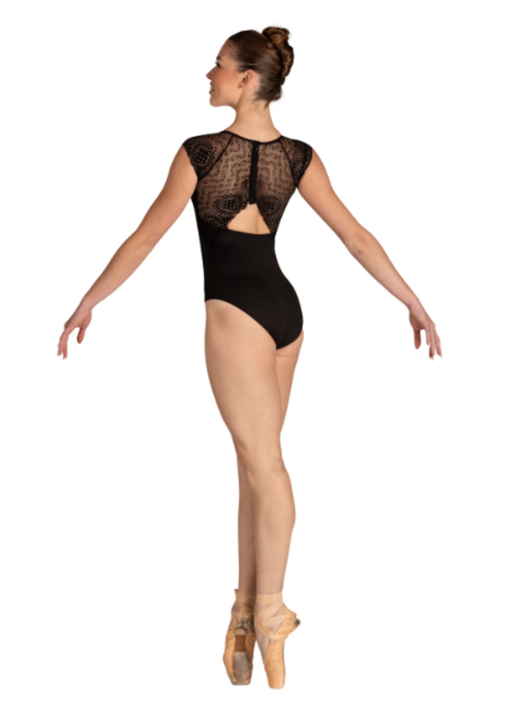 DANSHUZ 24102A AUDRA CAP SLEEVE LACE LEOTARD