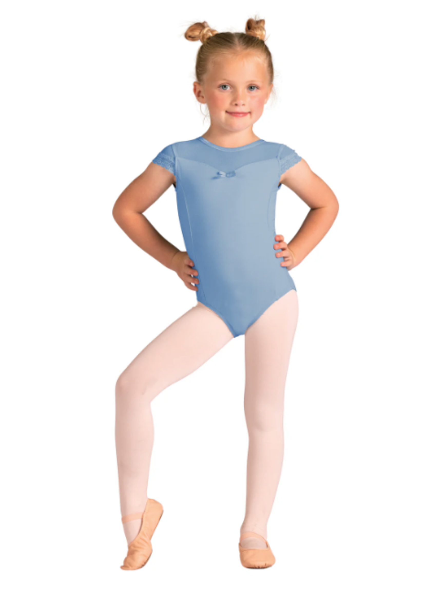 DANSHUZ 24105C SCARLETT SCALLOP SLEEVE LACE LEOTARD