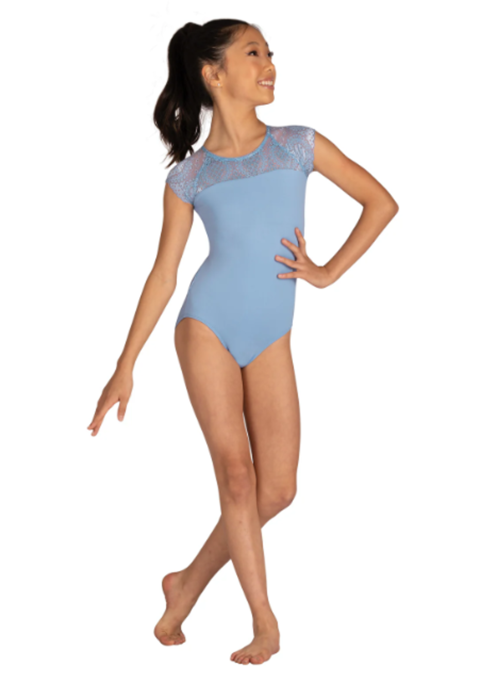 DANSHUZ 24102C AUDRA CAP SLEEVE LACE LEOTARD