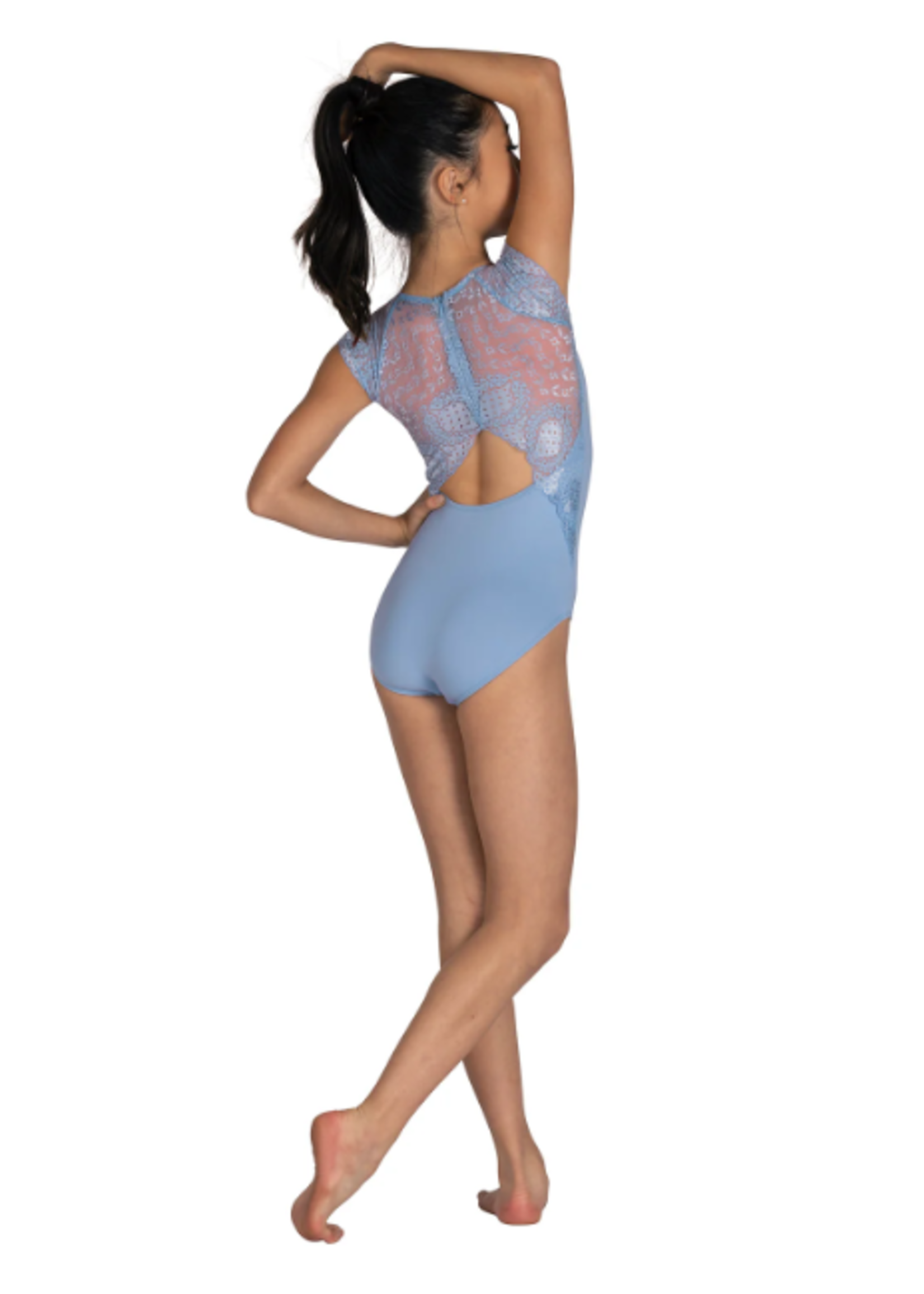DANSHUZ 24102C AUDRA CAP SLEEVE LACE LEOTARD