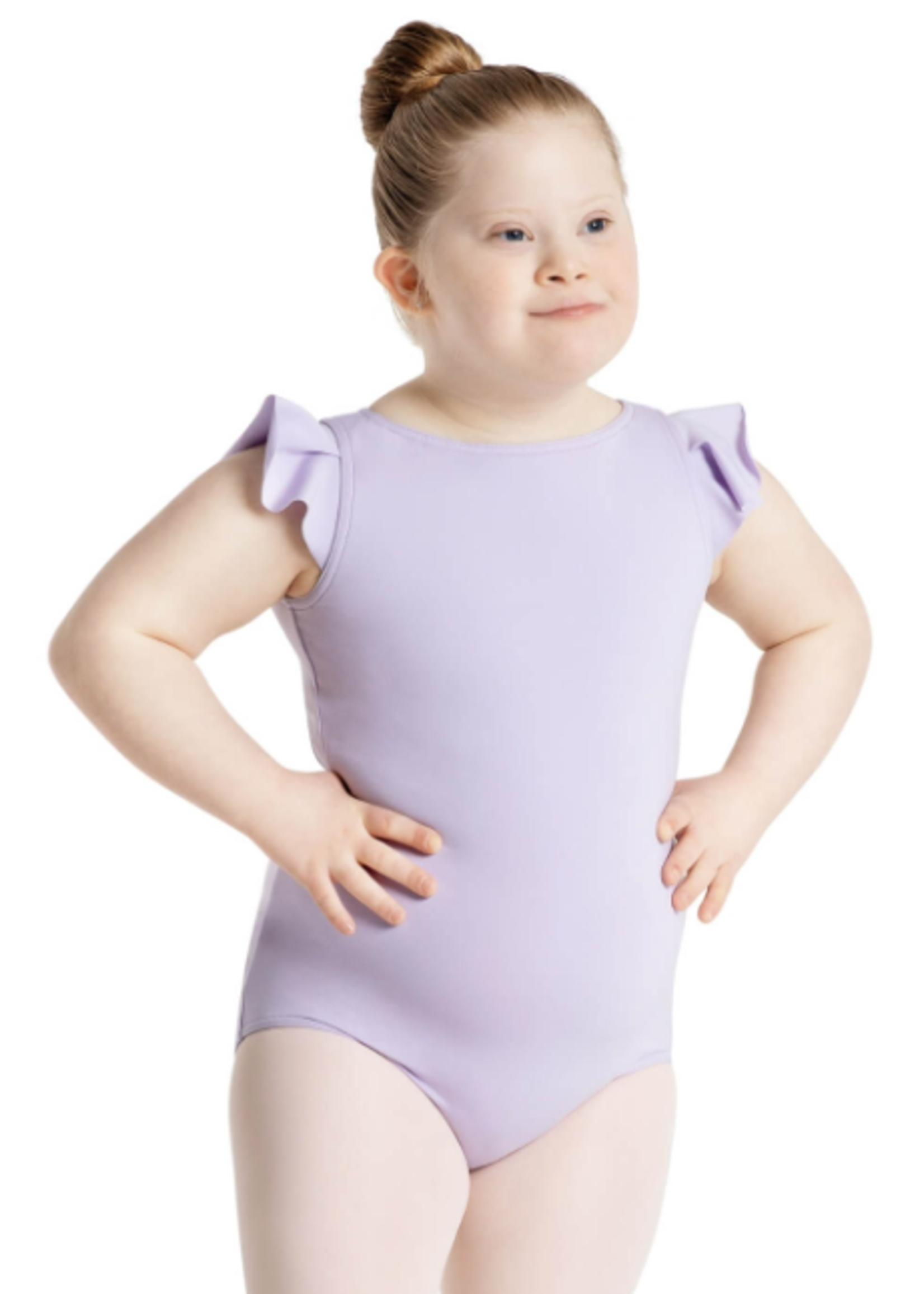CAPEZIO & BUNHEADS A12074C SUPERNOVA CUPID DIAMOND OPEN BACK, BOATNECK, RUFFLE CAP SLEEVE LEOTARD