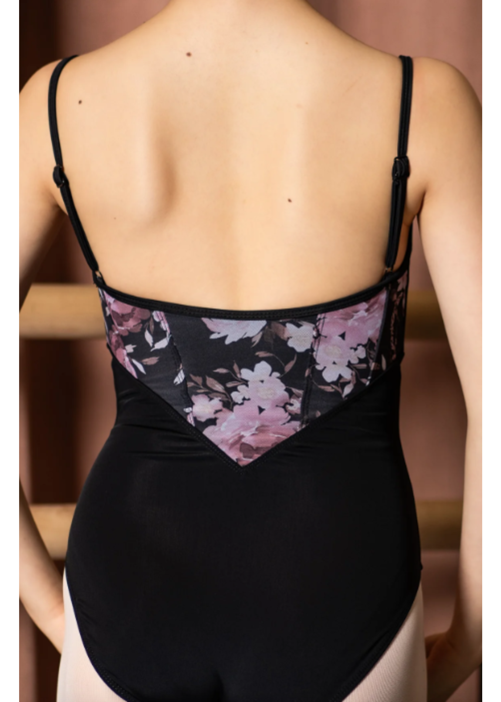 DANSE DE PARIS L0031 CHERIE OVERLAY MESH CORSET BODICE CAMISOLE LEOTARD WITH ADJUSTABLE STRAPS