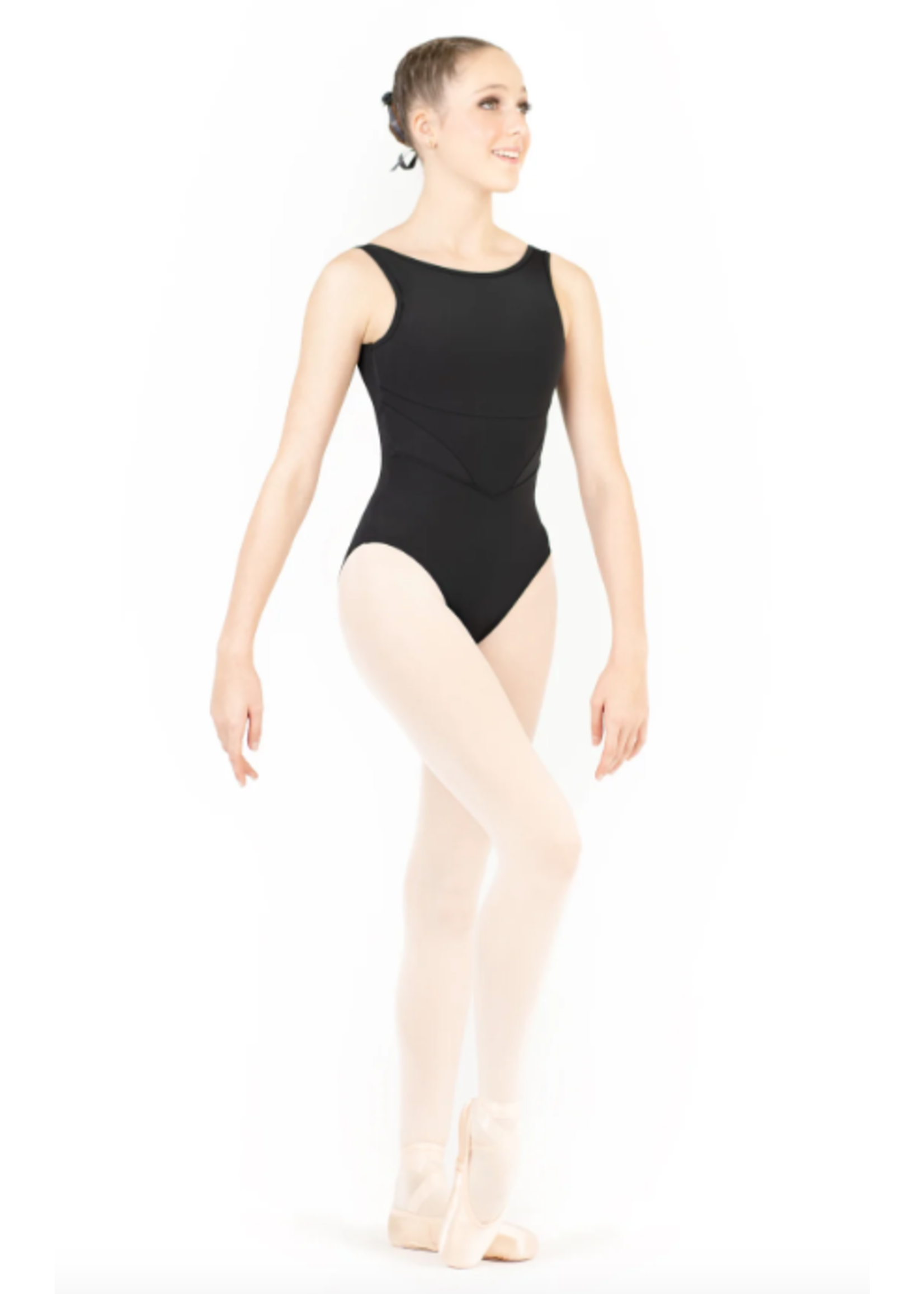 DANSE DE PARIS L0200 BLISSE SUPERHERO BELT BOATNECK TANK LEOTARD WITH SEWN IN COVERAGE