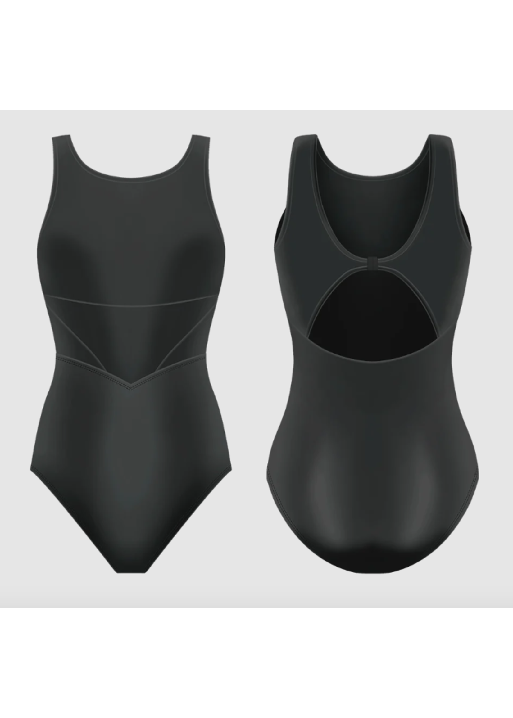 DANSE DE PARIS L0200 BLISSE SUPERHERO BELT BOATNECK TANK LEOTARD WITH SEWN IN COVERAGE