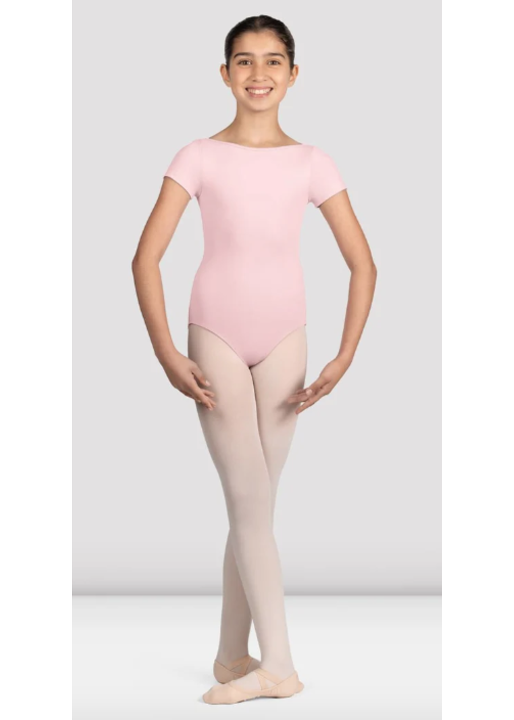 BLOCH & MIRELLA M1562C TWISTED MESH BACK CAP SLEEVE LEOTARD