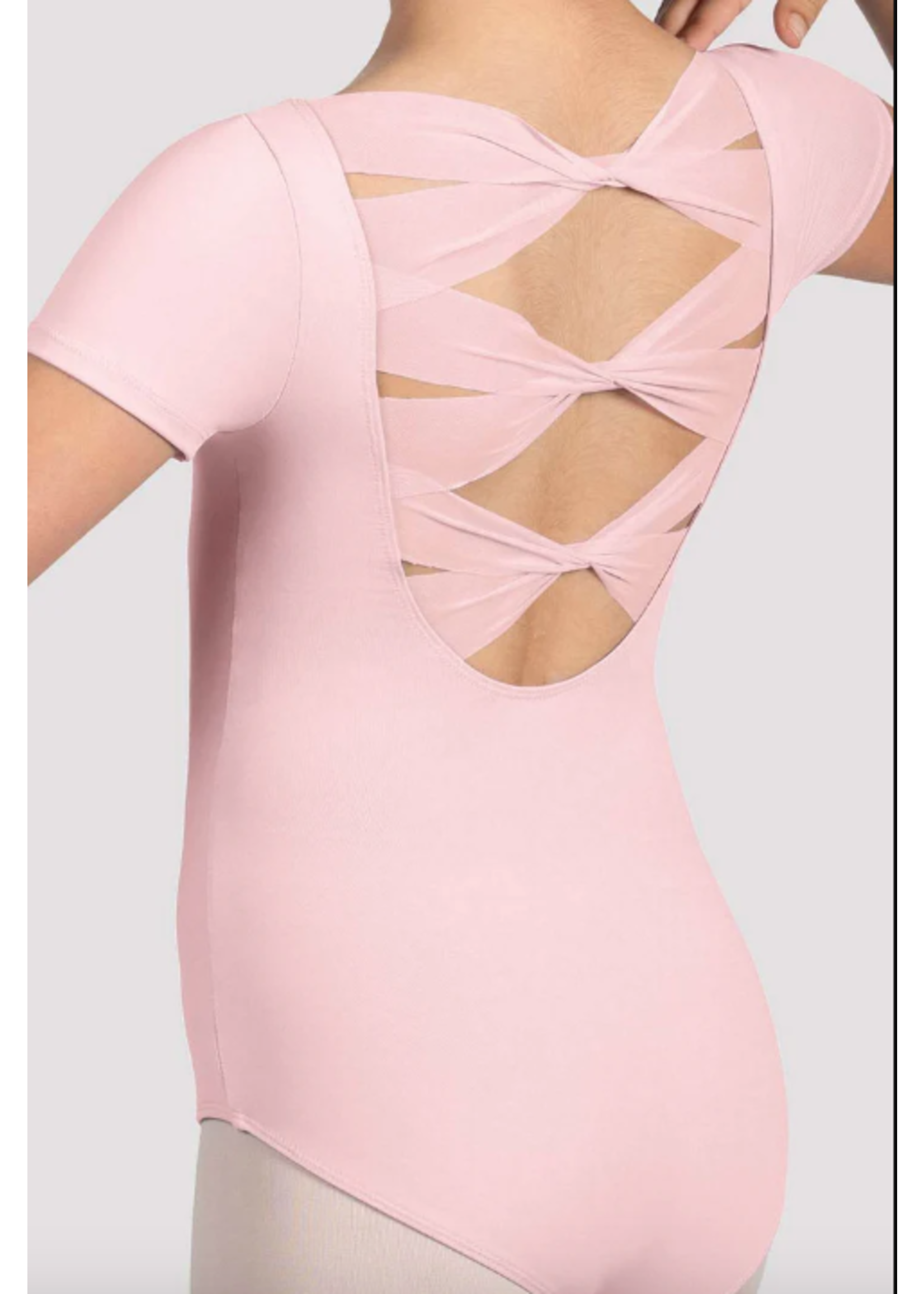 BLOCH & MIRELLA M1562C TWISTED MESH BACK CAP SLEEVE LEOTARD