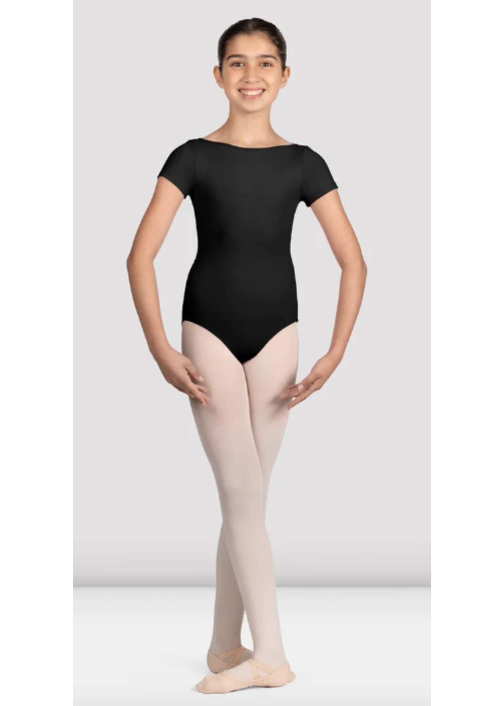 BLOCH & MIRELLA M1562C TWISTED MESH BACK CAP SLEEVE LEOTARD