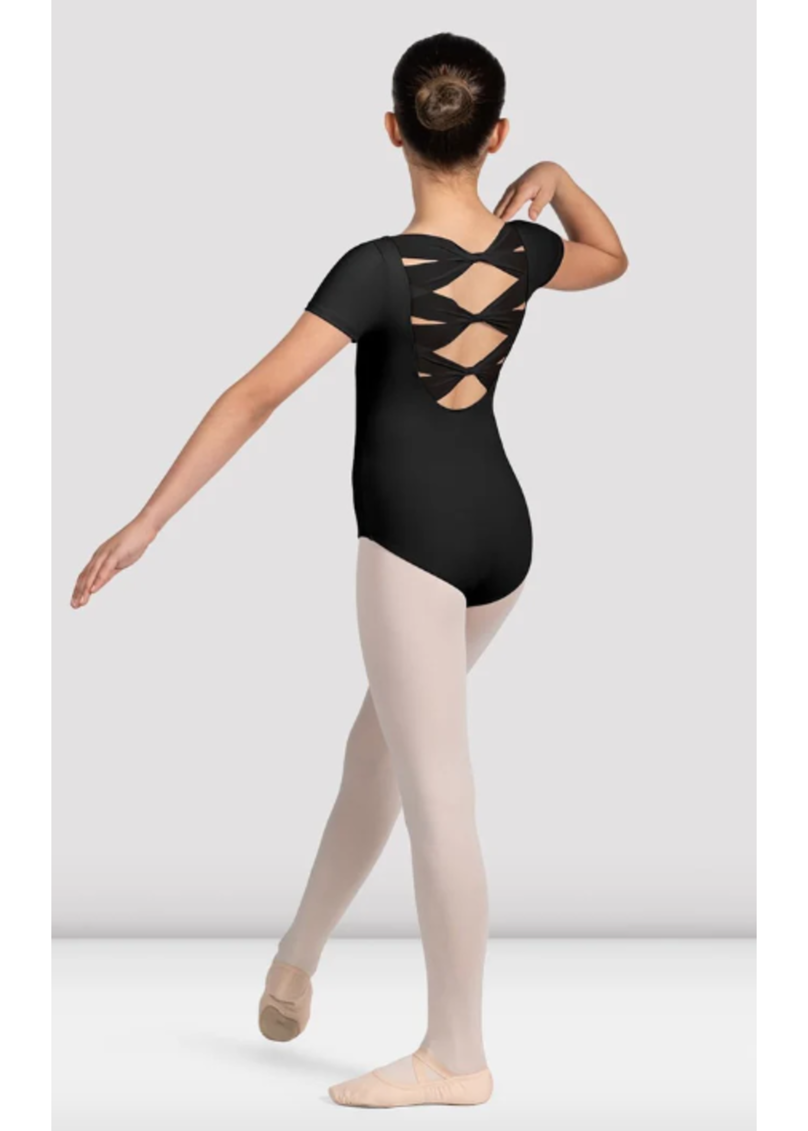 BLOCH & MIRELLA M1562C TWISTED MESH BACK CAP SLEEVE LEOTARD