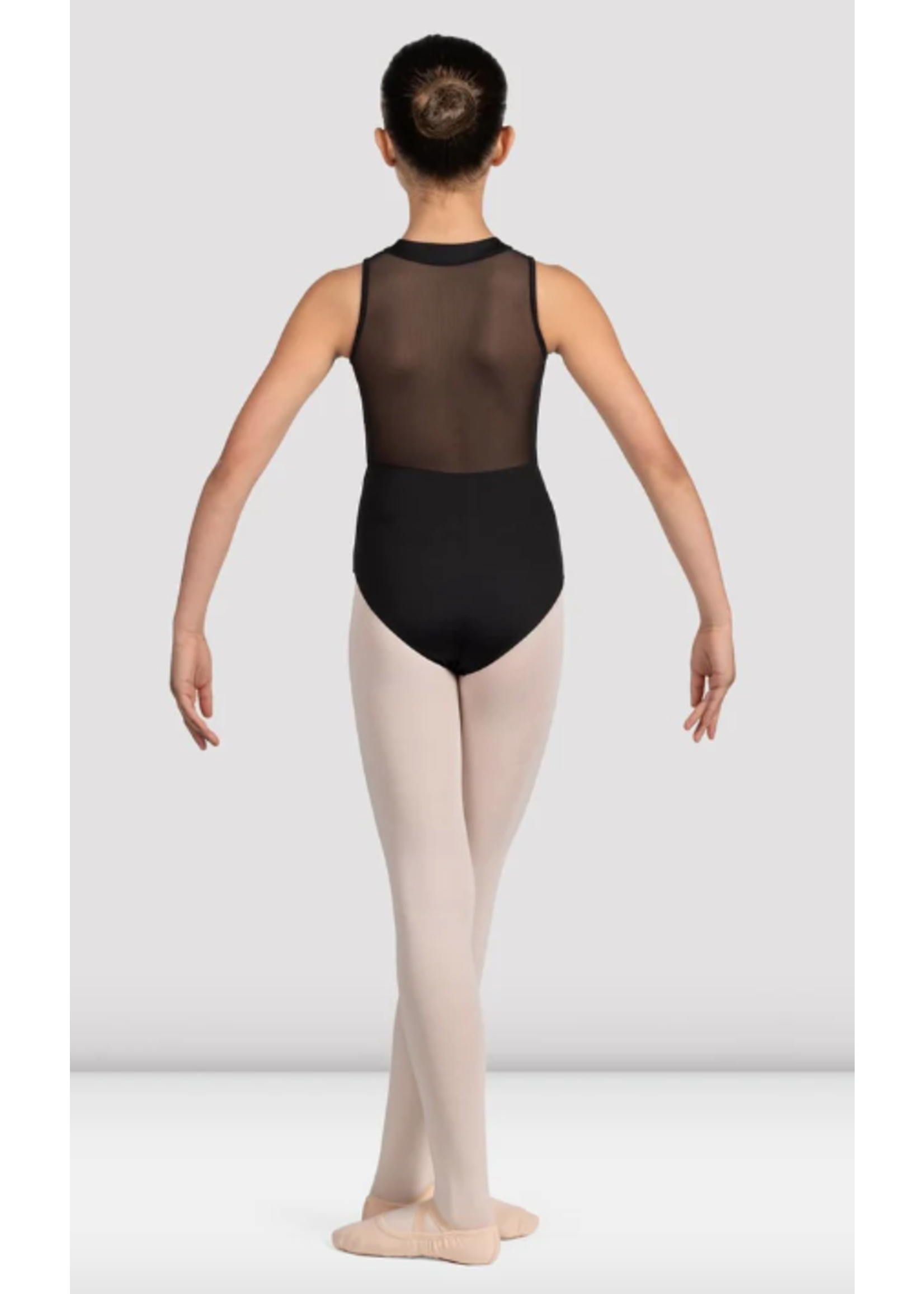BLOCH & MIRELLA M491C ZIP FRONT MESH BACK HIGH NECK TANK LEOTARD