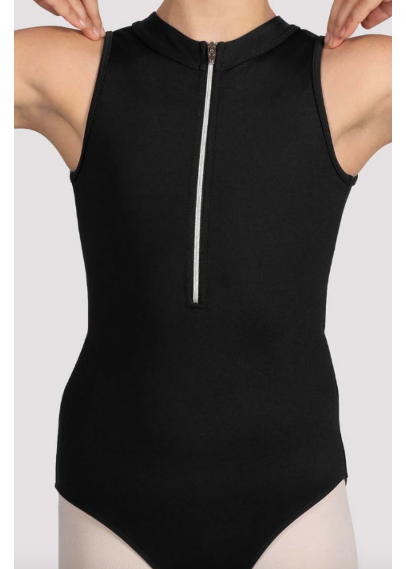 BLOCH & MIRELLA M491C ZIP FRONT MESH BACK HIGH NECK TANK LEOTARD