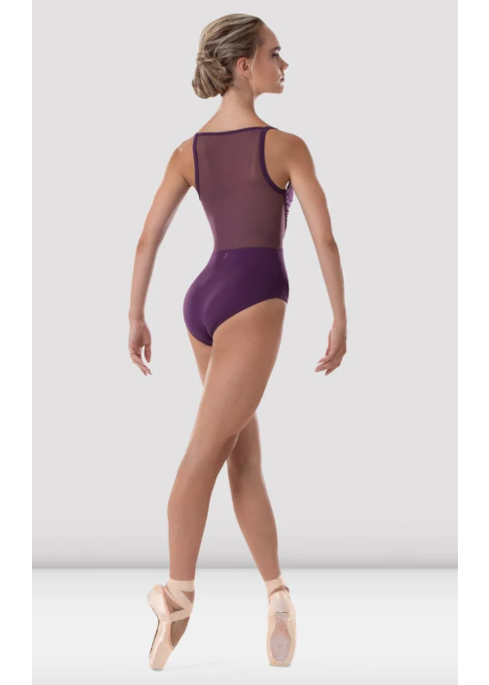 BLOCH & MIRELLA L4157B ROUCHED MESH EMPIRE BODICE CAMISOLE LEOTARD