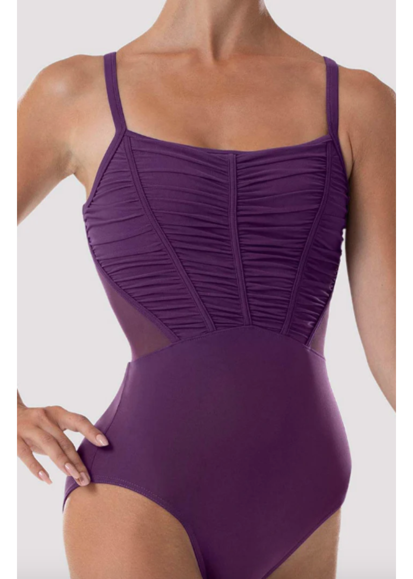 BLOCH & MIRELLA L4157B ROUCHED MESH EMPIRE BODICE CAMISOLE LEOTARD
