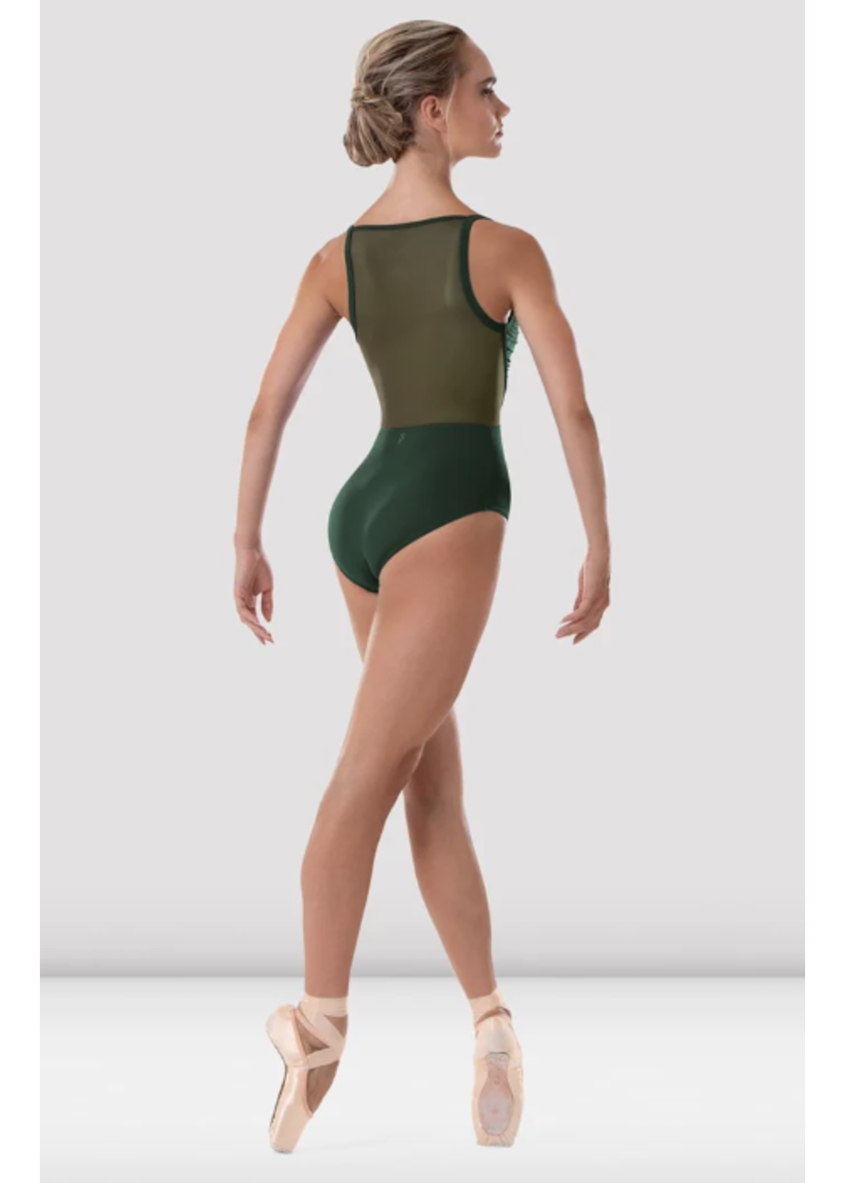 BLOCH & MIRELLA L4157B ROUCHED MESH EMPIRE BODICE CAMISOLE LEOTARD