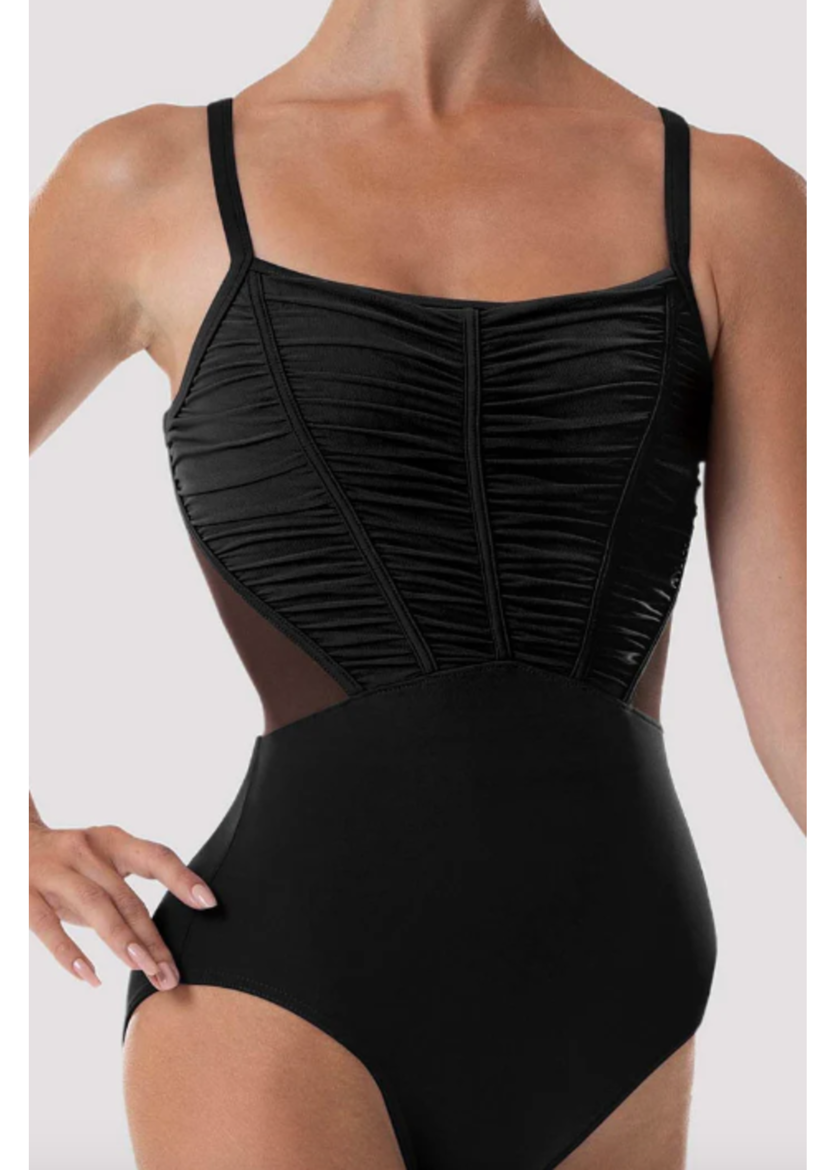 BLOCH & MIRELLA L4157B ROUCHED MESH EMPIRE BODICE CAMISOLE LEOTARD