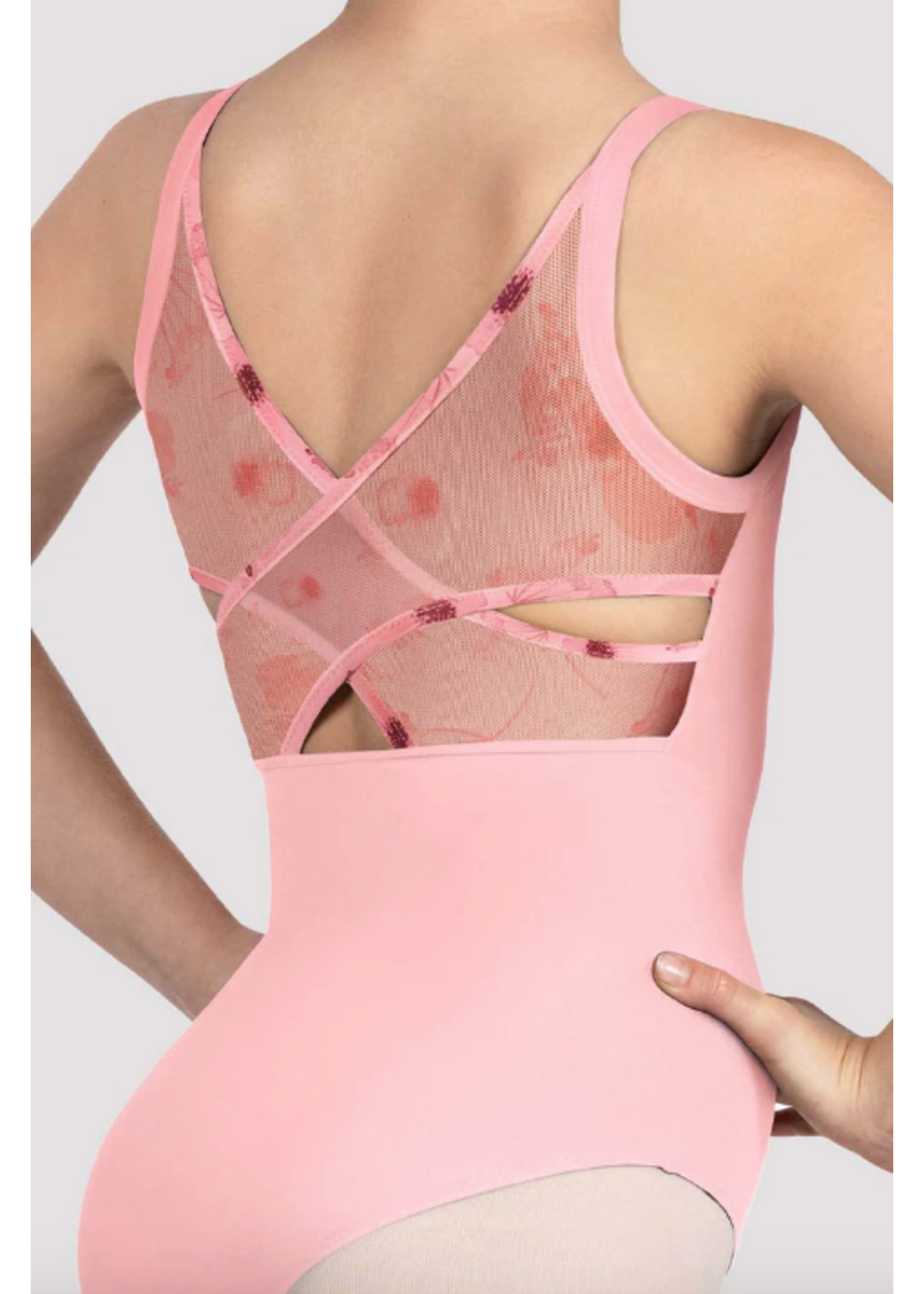 BLOCH & MIRELLA CL5237 FLORAL MESH BUTTERFLY CROSS BACK TANK LEOTARD