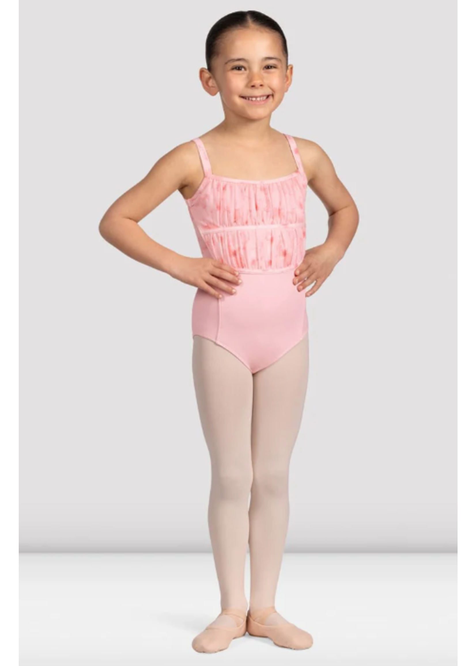 CL5247 FLORAL MESH ROUCHED EMPIRE CAMISOLE LEOTARD
