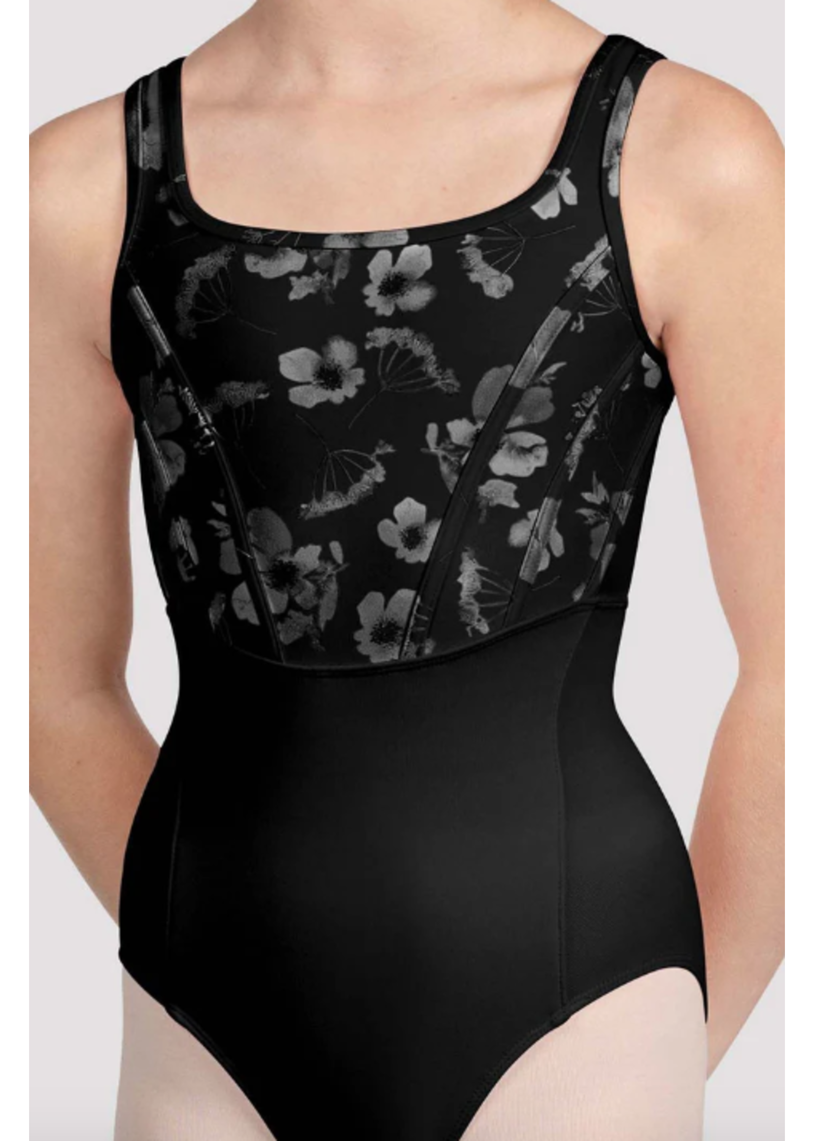 BLOCH & MIRELLA CL5245 FLORAL MESH BACK BODICE TANK LEOTARD