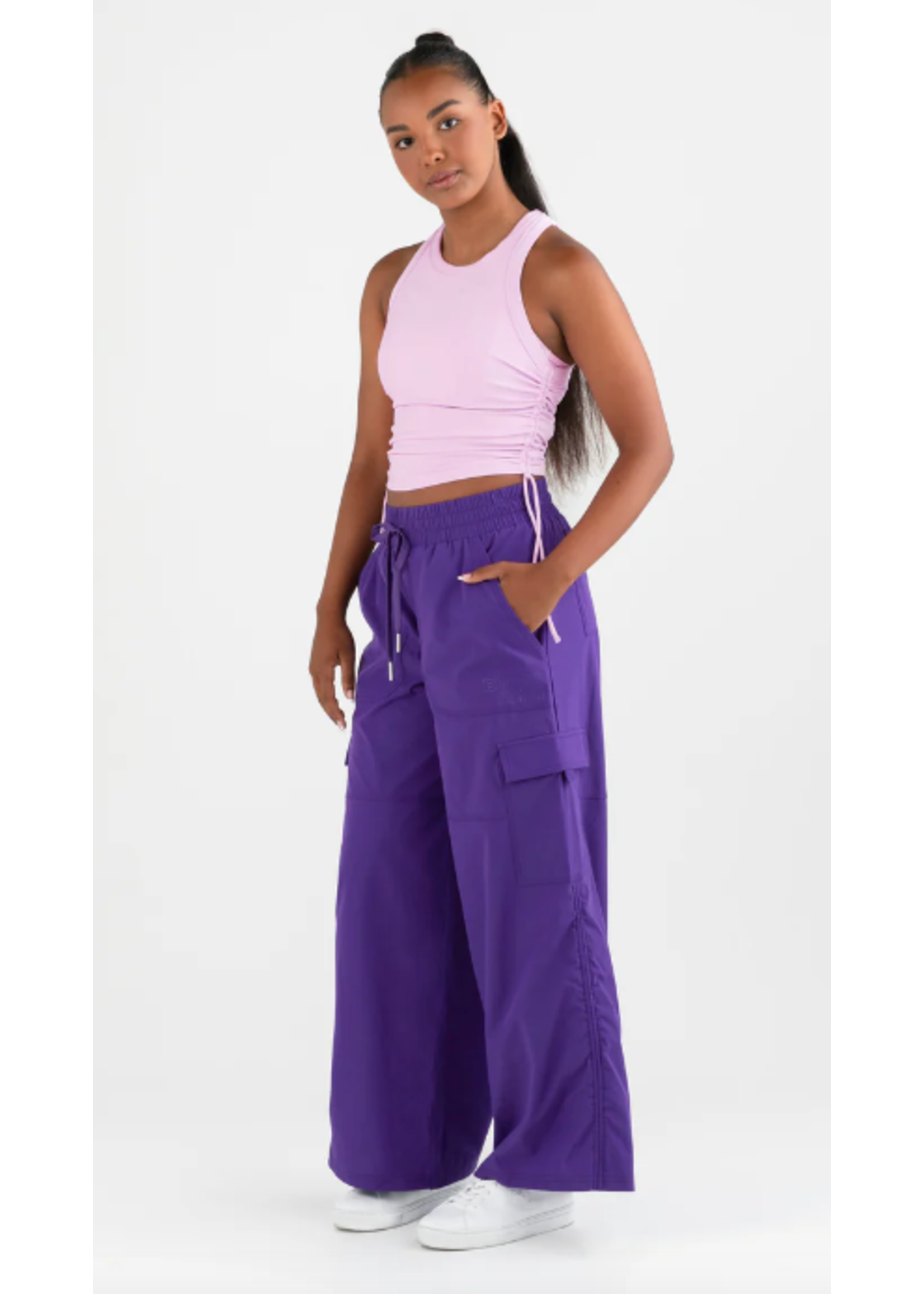 EVERY TURN 6008 PEPPA CROPPED RIB ROUCHED TANK TOP