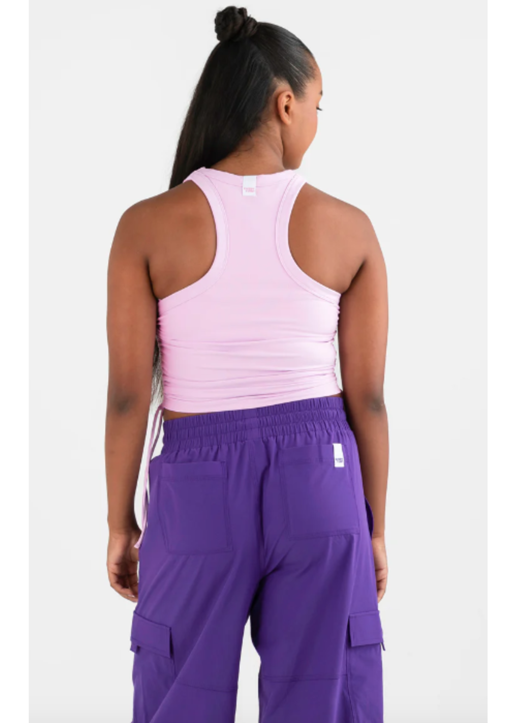 EVERY TURN 6008 PEPPA CROPPED RIB ROUCHED TANK TOP