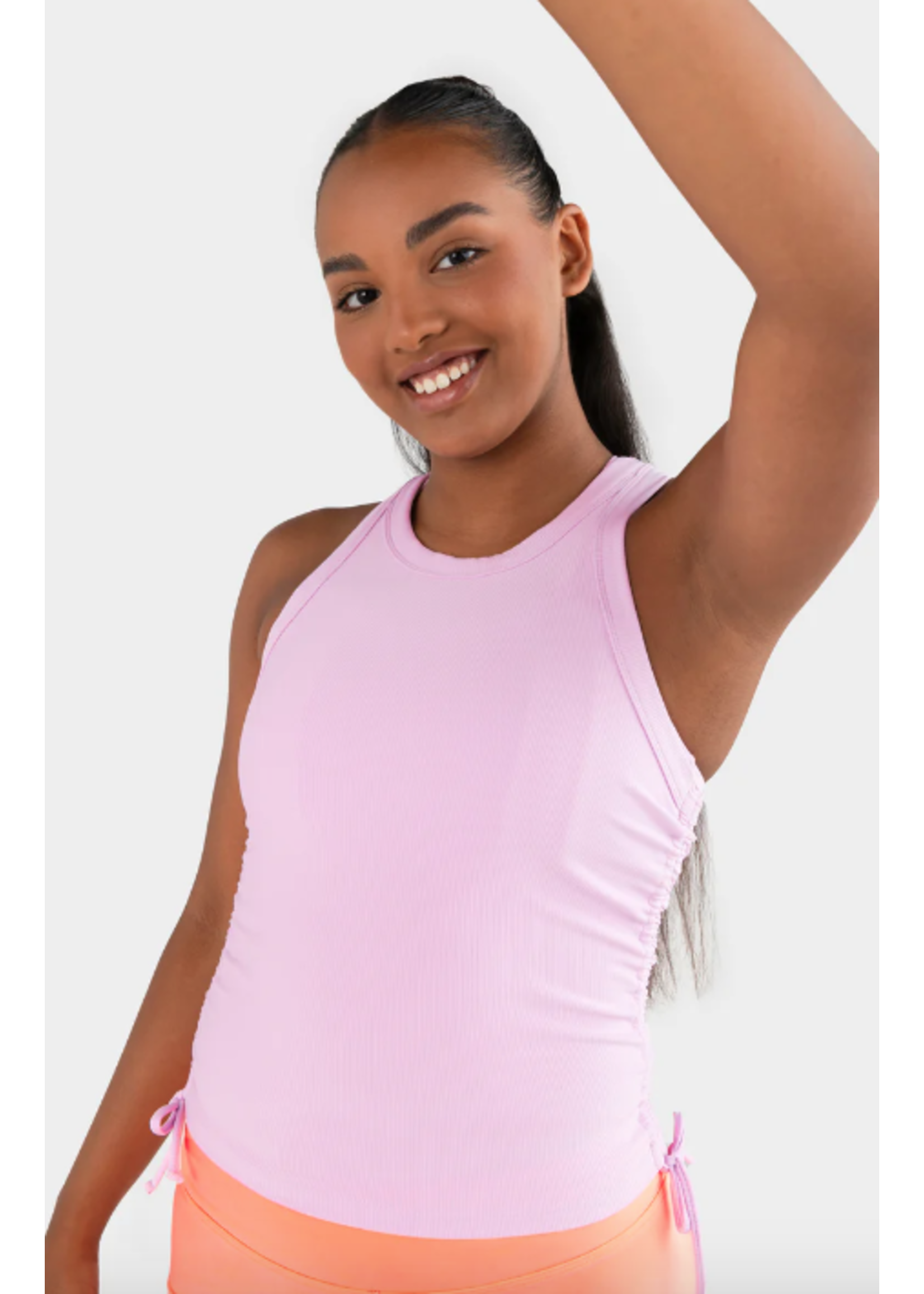 EVERY TURN 6008 PEPPA CROPPED RIB ROUCHED TANK TOP