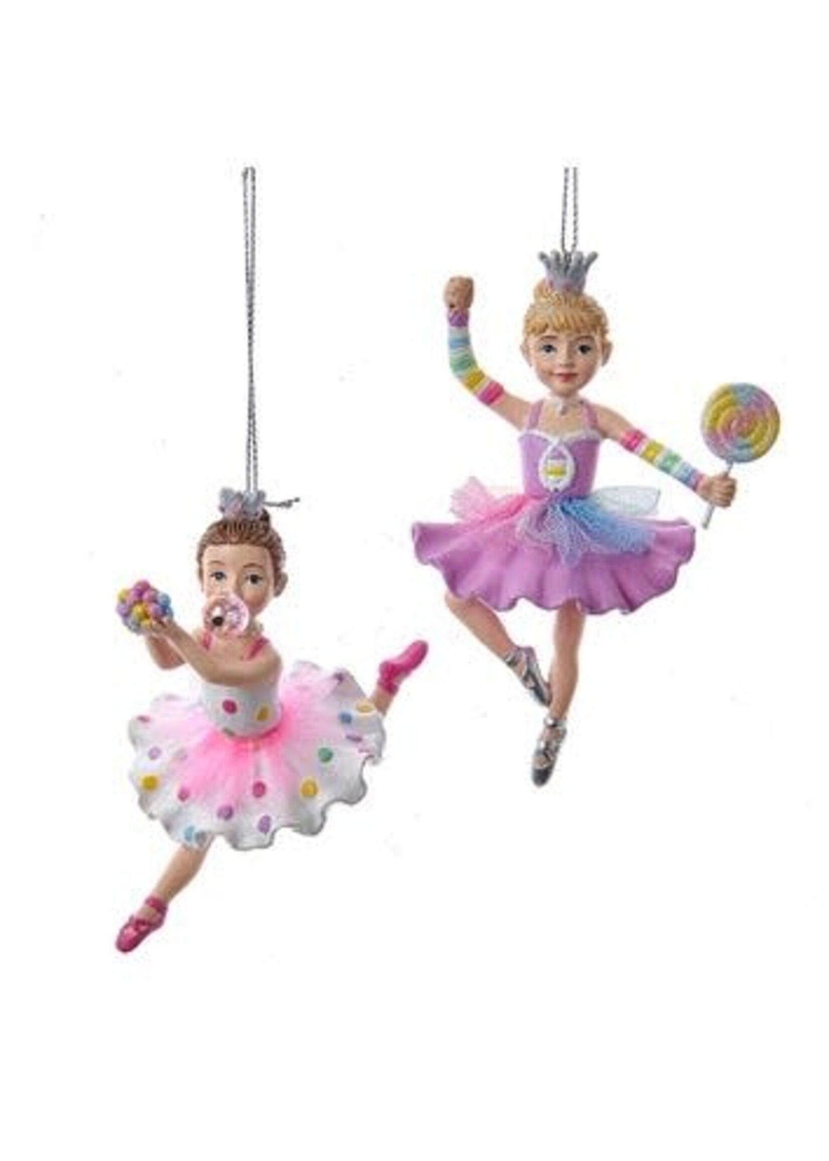 KURT S. ADLER E0888 BUBBLE GUM & LOLLIPOP 5" BALLERINA ORNAMENT