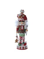 KURT S. ADLER HA0716 ULTIMATE GINGER COOKIE CUPCAKE TOPPER 18" NUTCRACKER W/ SPRINKLED SHOULDERS ON PEPPERMINT STAND