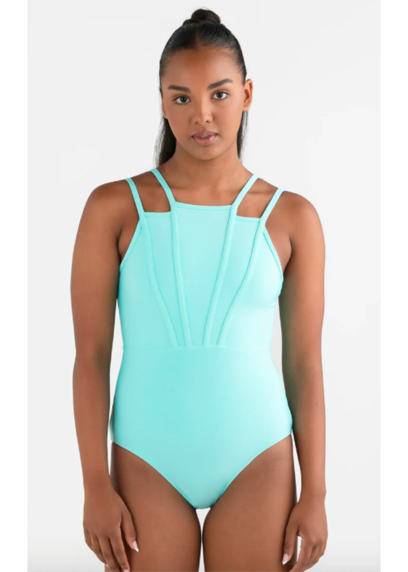 EVERY TURN 6026 ART DECO MULTI PIPED DOUBLE STRAP CAMISOLE LEOTARD