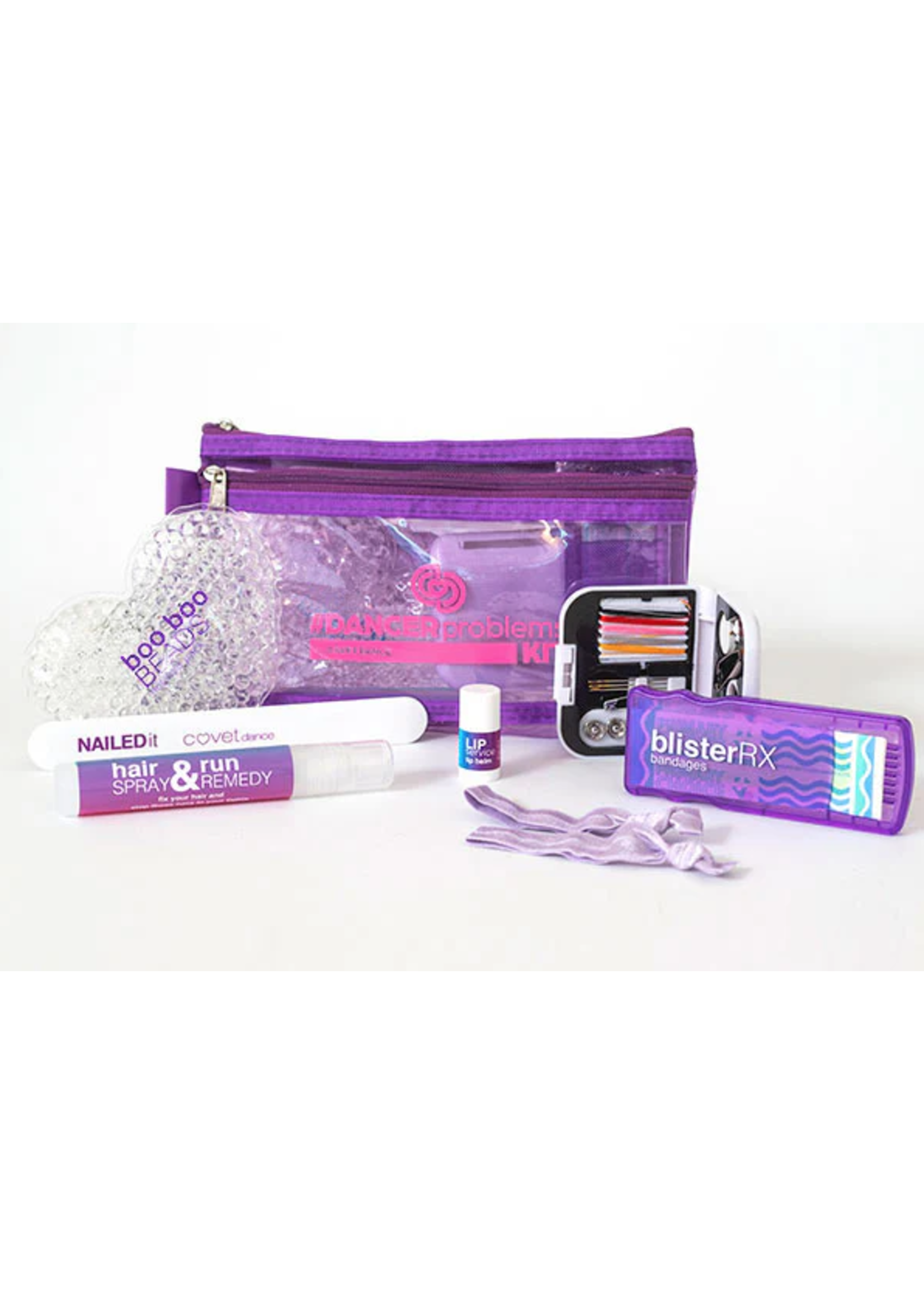 COVET DANCE DANCER PROBLEM KIT (SEWING KIT, ICE PACK NAIL FILE, HAIR SPRAY, LIP BALM, BANDAGES, HAIR TIES)