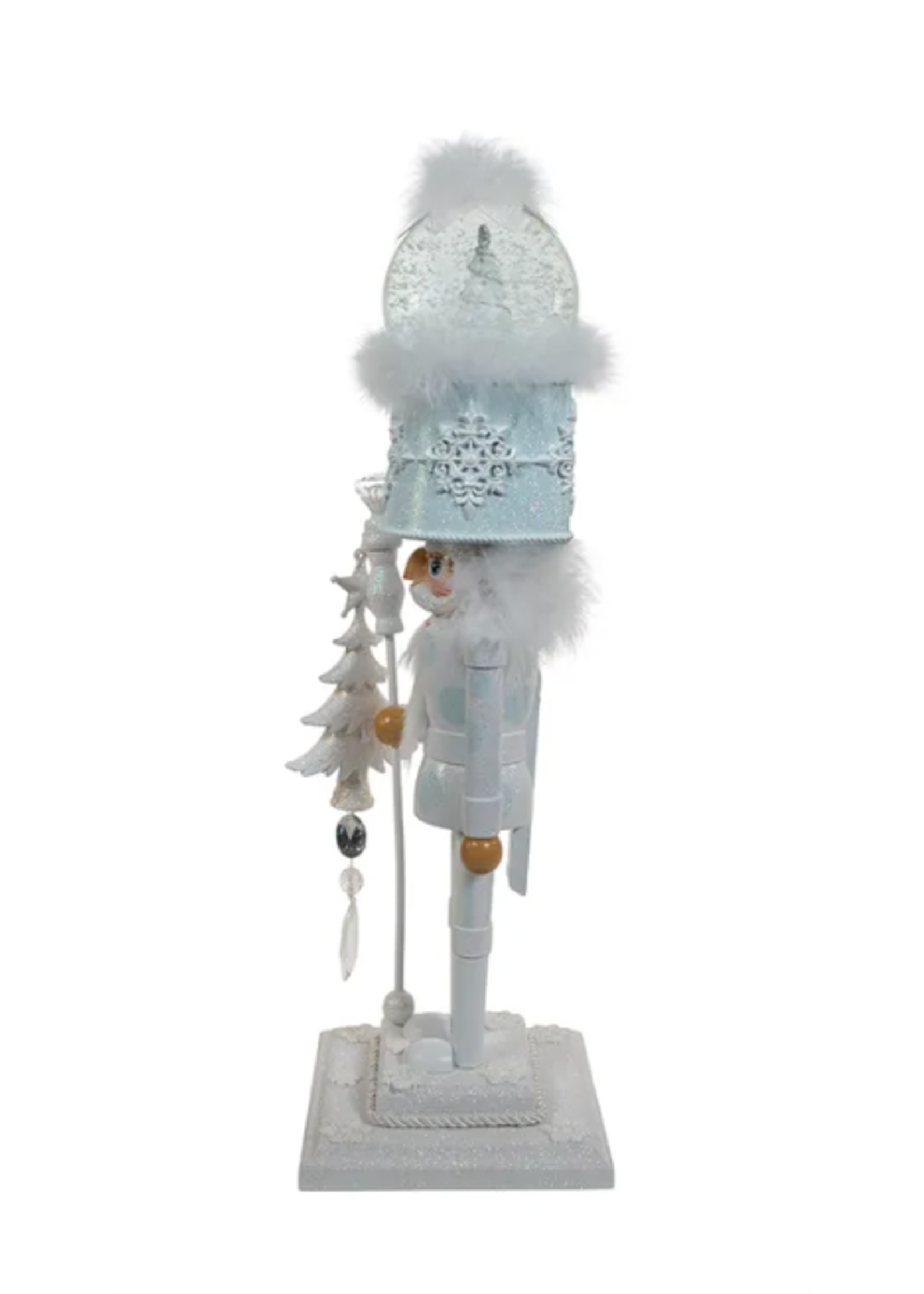 KURT S. ADLER HA0729 HOLLYWOOD SPARKLING WINTER FOREST 20" NUTCRACKER w/ LED MUSICAL WATERGLOBE PLAYING WHITE CHRISTMAS