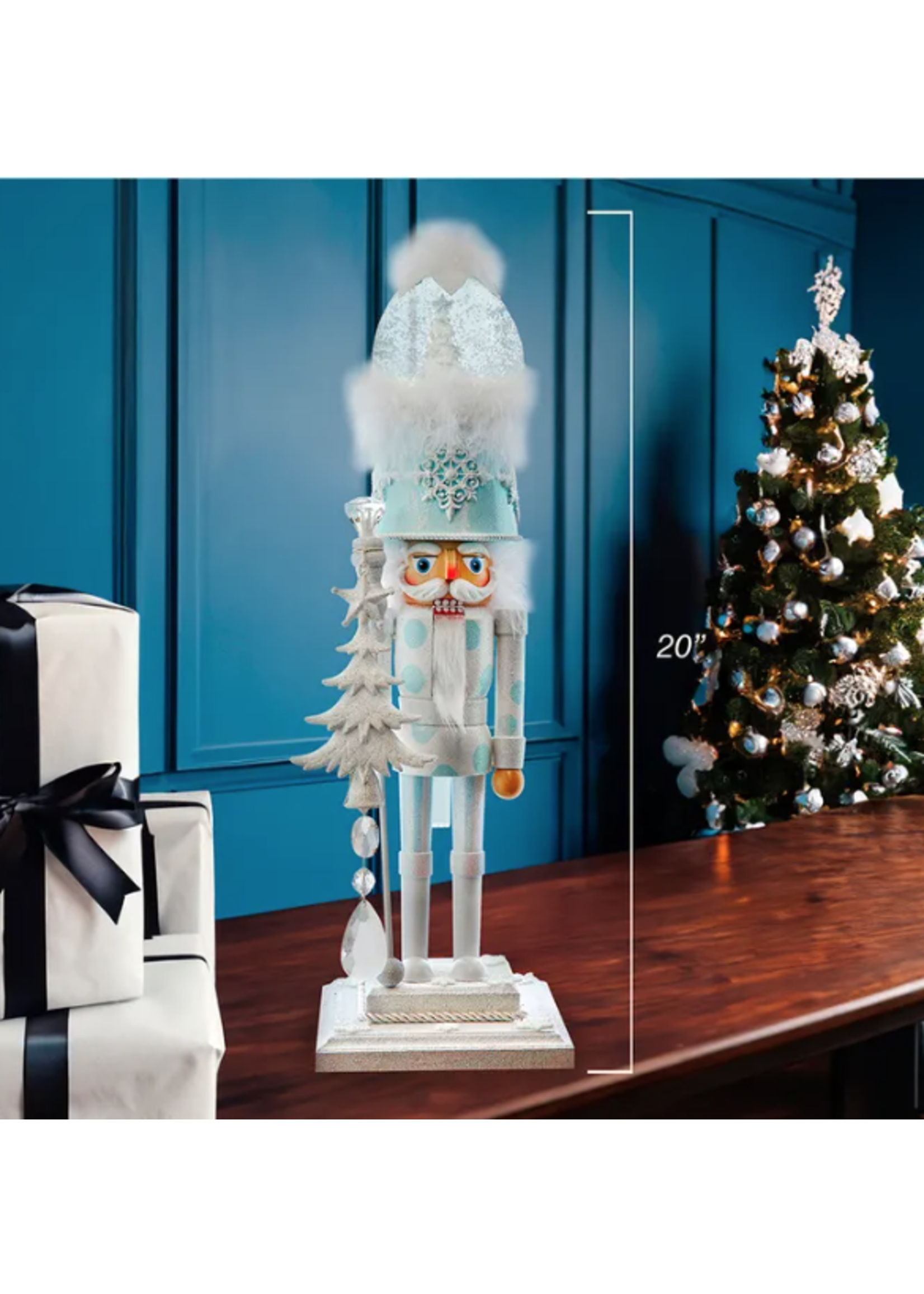 KURT S. ADLER HA0729 HOLLYWOOD SPARKLING WINTER FOREST 20" NUTCRACKER w/ LED MUSICAL WATERGLOBE PLAYING WHITE CHRISTMAS
