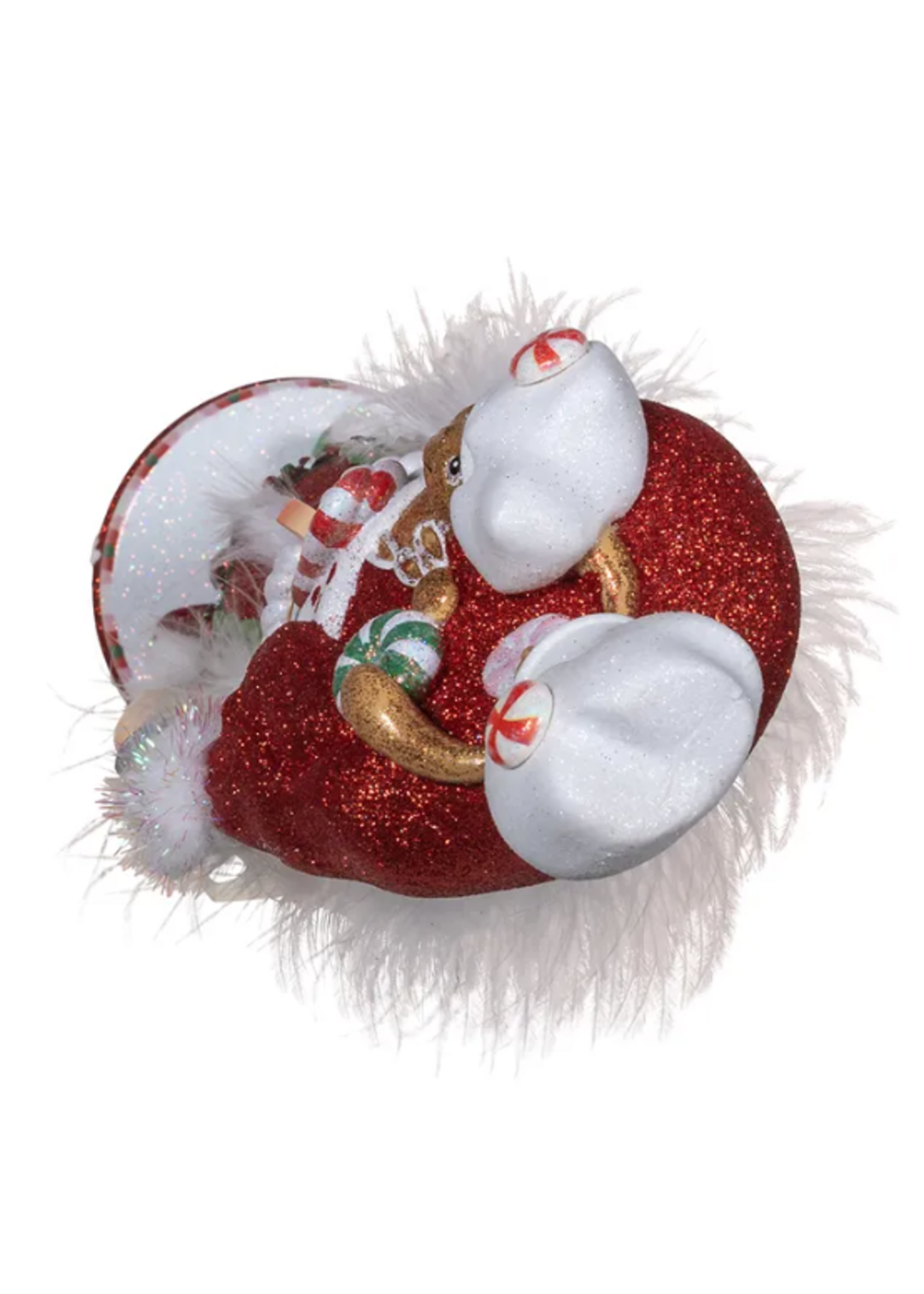 KURT S. ADLER HA0716 ULTIMATE GINGER COOKIE CUPCAKE TOPPER 18" NUTCRACKER W/ SPRINKLED SHOULDERS ON PEPPERMINT STAND
