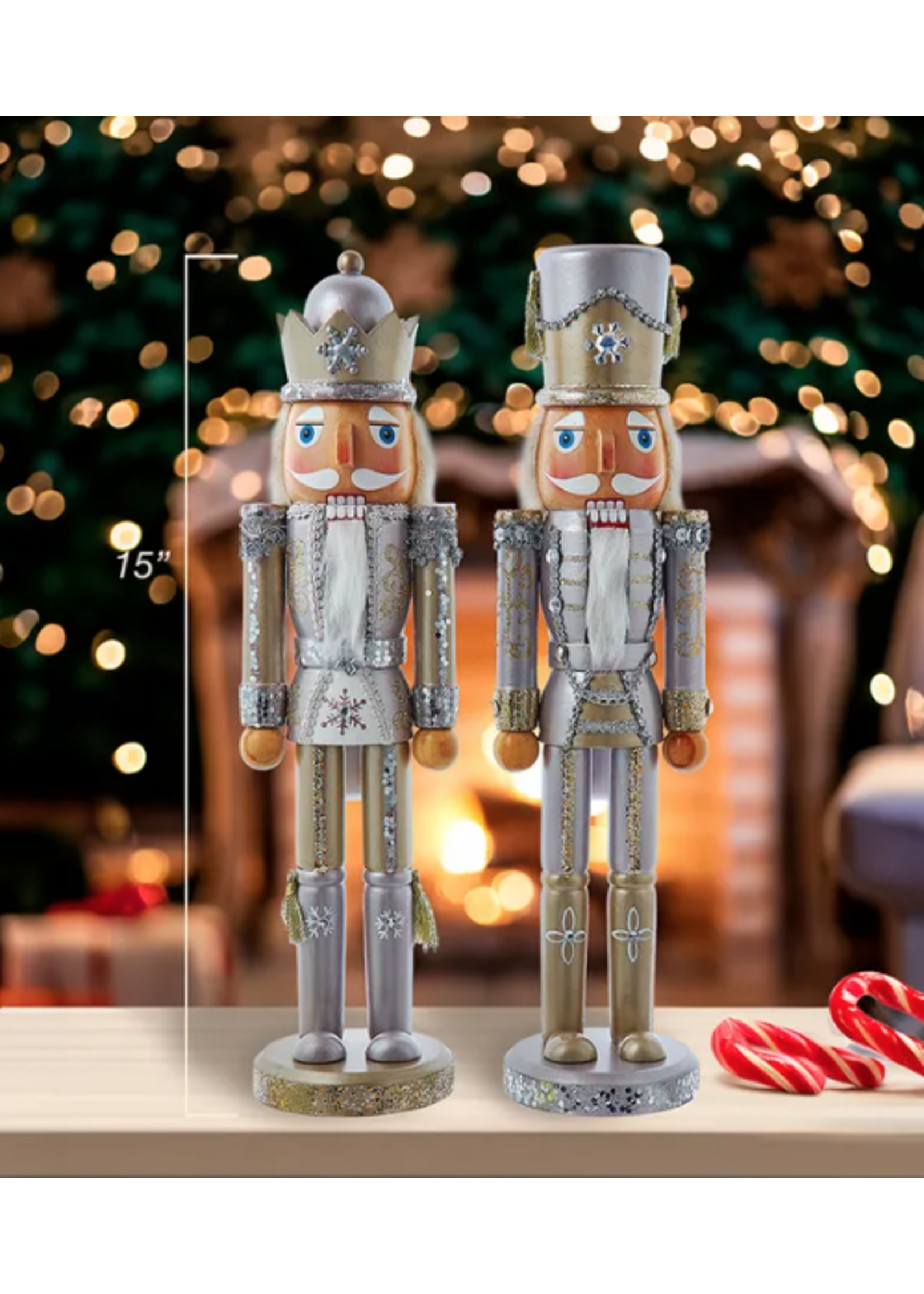 KURT S. ADLER F2279 PLATINUM SILVER 15" NUTCRACKER