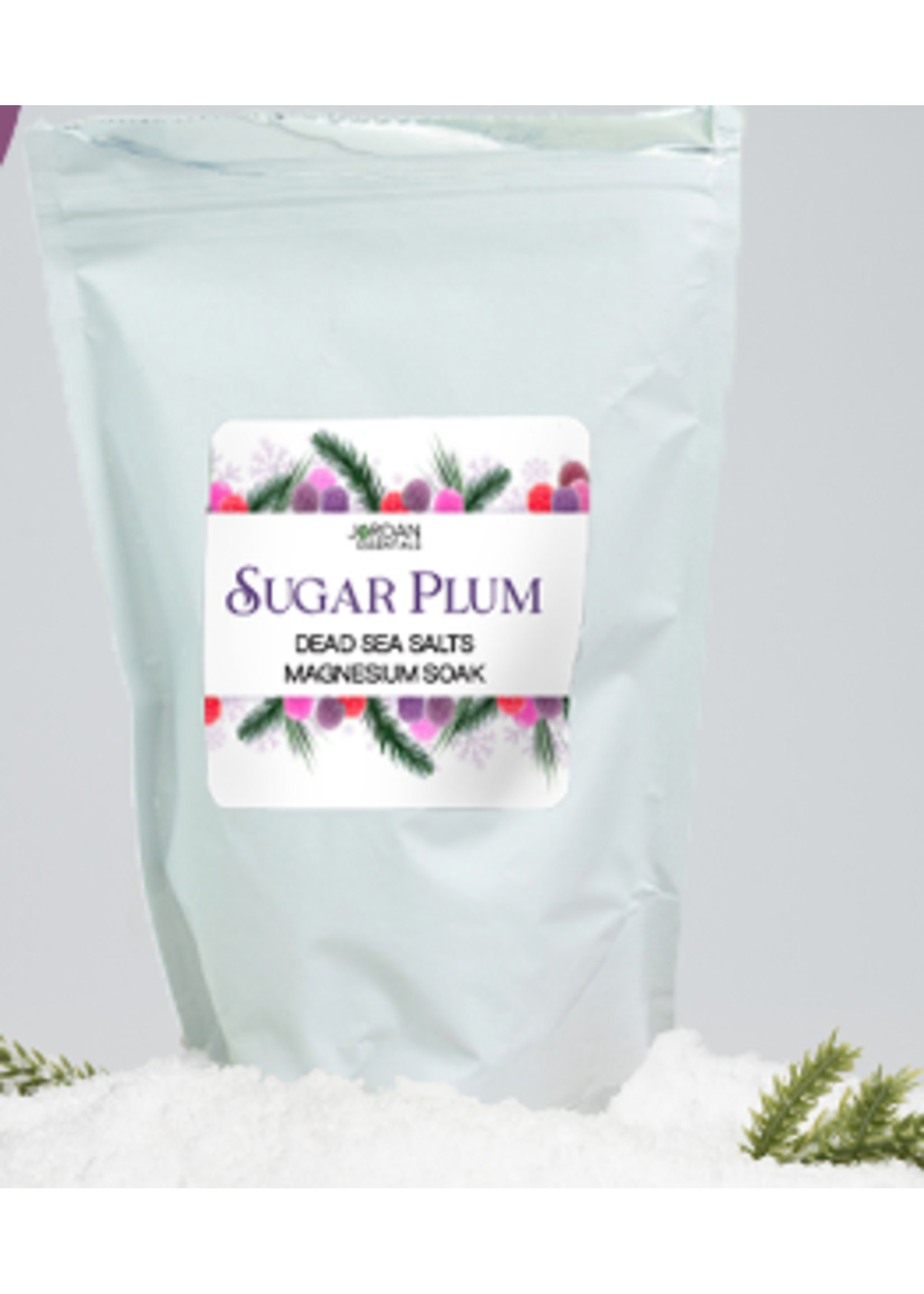 JORDAN ESSENTIALS SUGAR PLUM DEAD SEA  SALT SOAK 5OZ