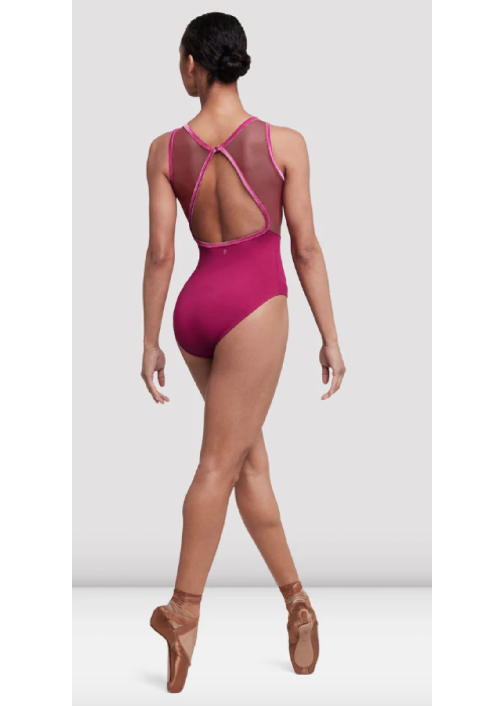 BLOCH & MIRELLA L5685 HAUTE VELVET SOFIA TRIANGLE MESH INSERT BACK TANK LEOTARD