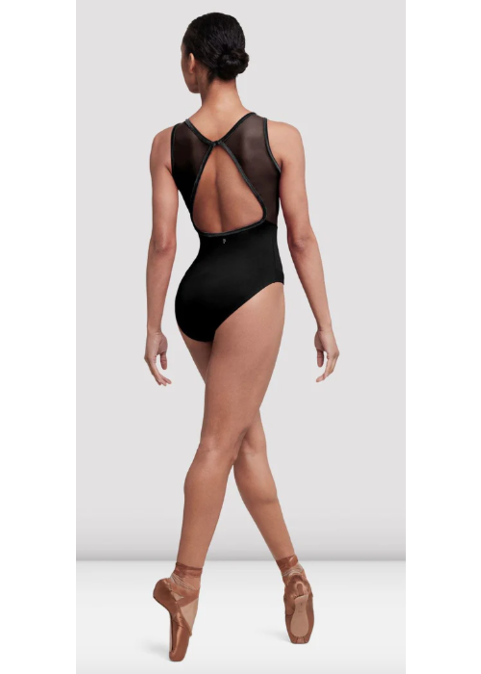 BLOCH & MIRELLA L5685 HAUTE VELVET SOFIA TRIANGLE MESH INSERT BACK TANK LEOTARD