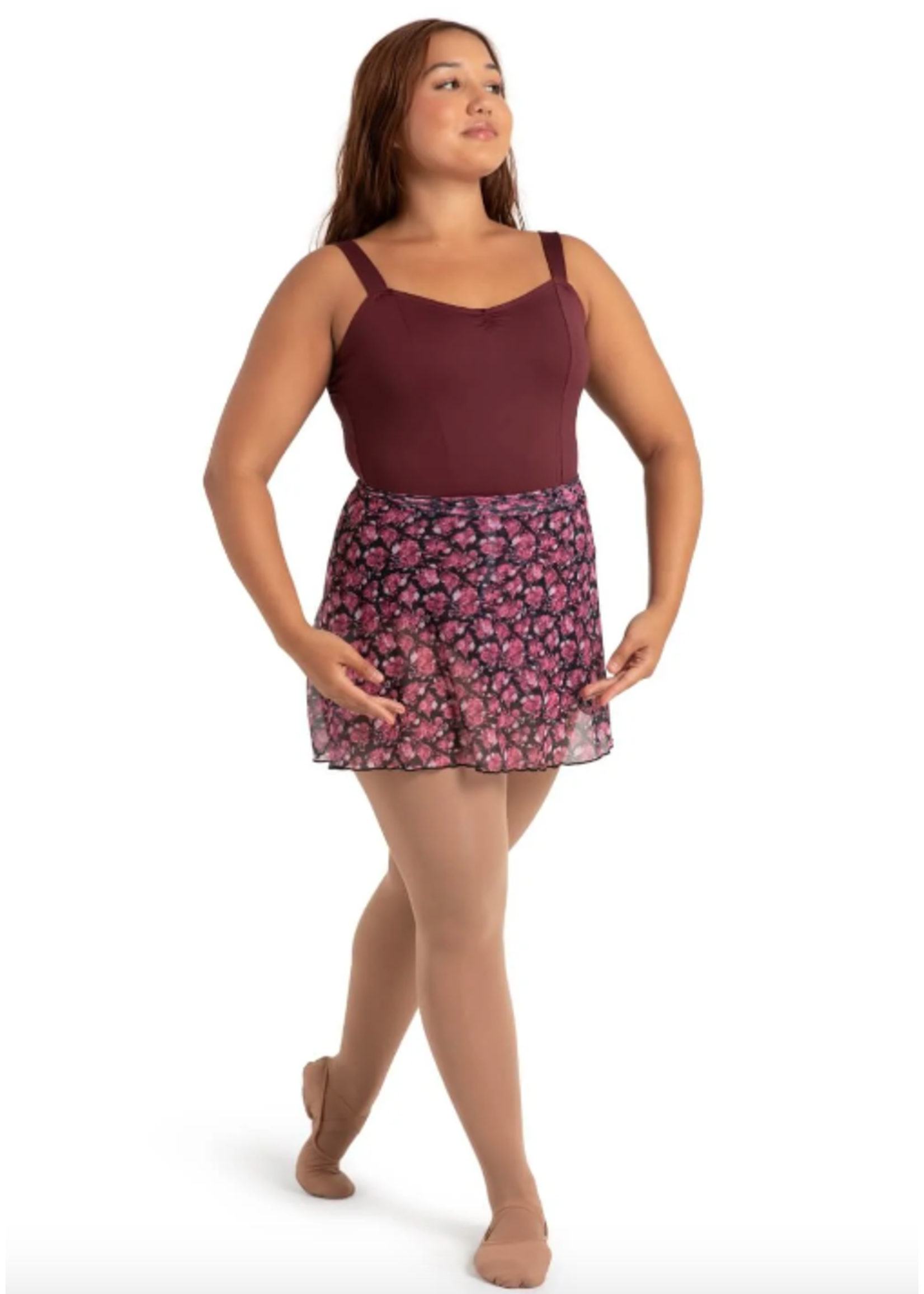 CAPEZIO & BUNHEADS A12186W LE JARDIN PRINTED MESH WRAP SKIRT