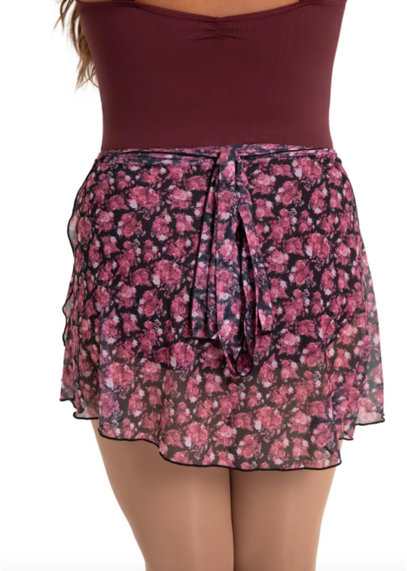 CAPEZIO & BUNHEADS A12186W LE JARDIN PRINTED MESH WRAP SKIRT