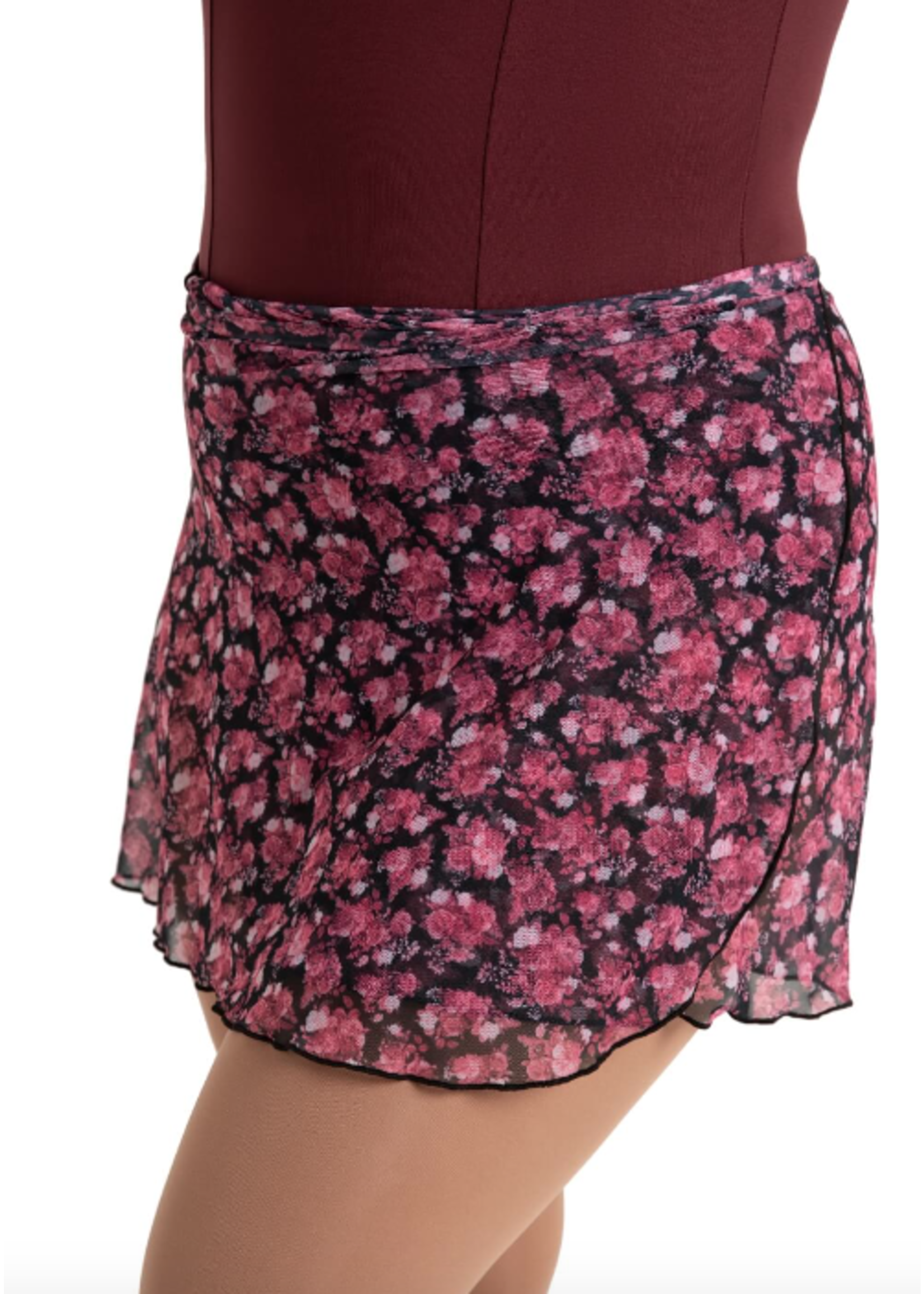 CAPEZIO & BUNHEADS A12186W LE JARDIN PRINTED MESH WRAP SKIRT