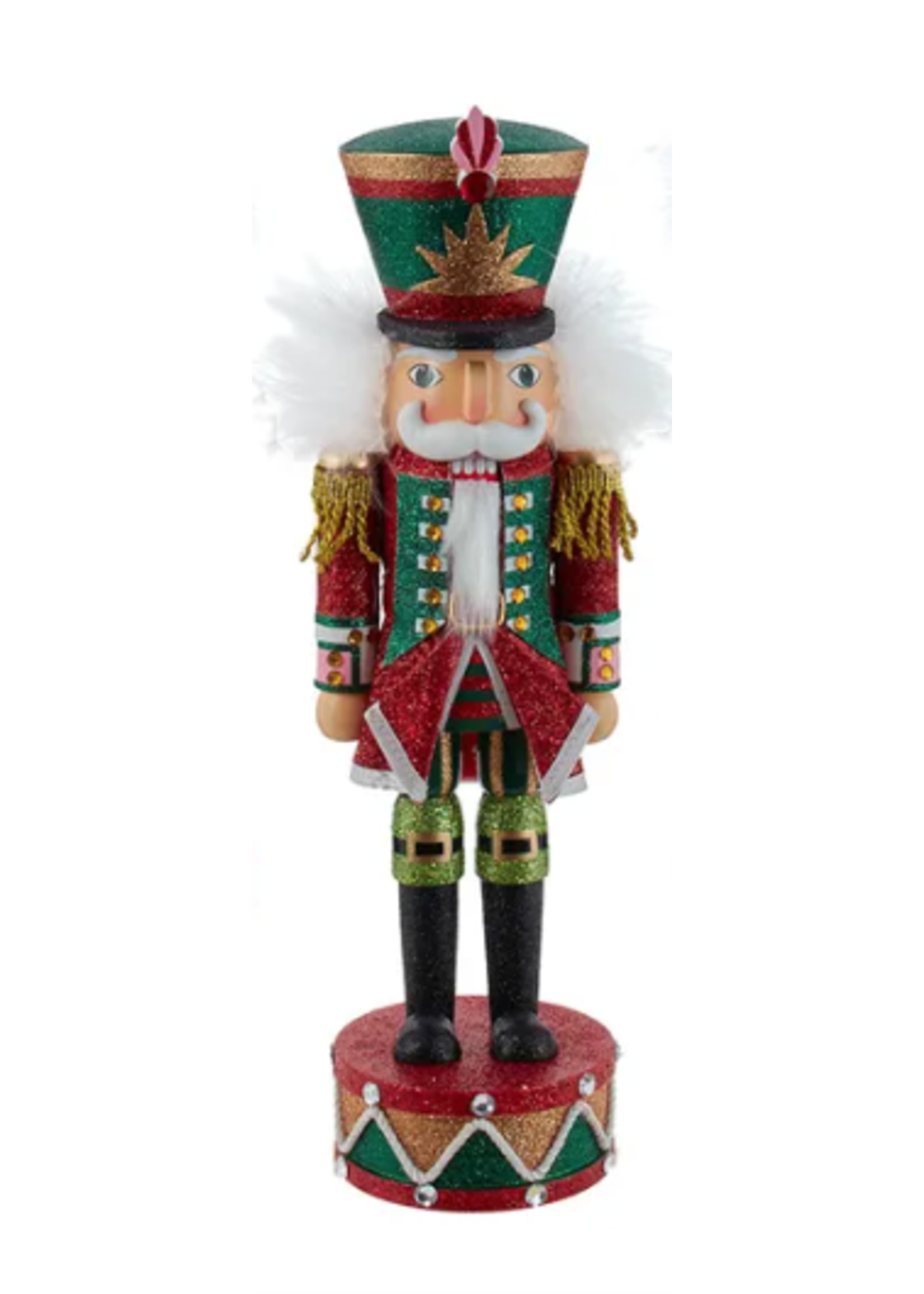 KURT S. ADLER HA0639 HOLLYWOOD SULTAN OF GLITTER 15" SUITED NUTCRACKER ON DRUM