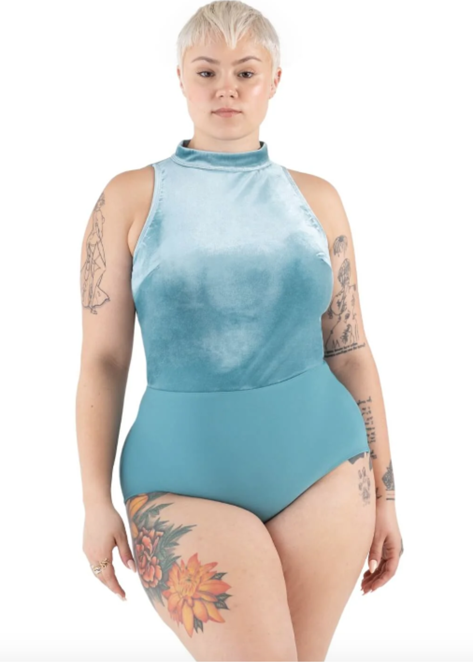 CAPEZIO & BUNHEADS A12233W CEDAR VELVET FOREST HIGH NECK LEOTARD