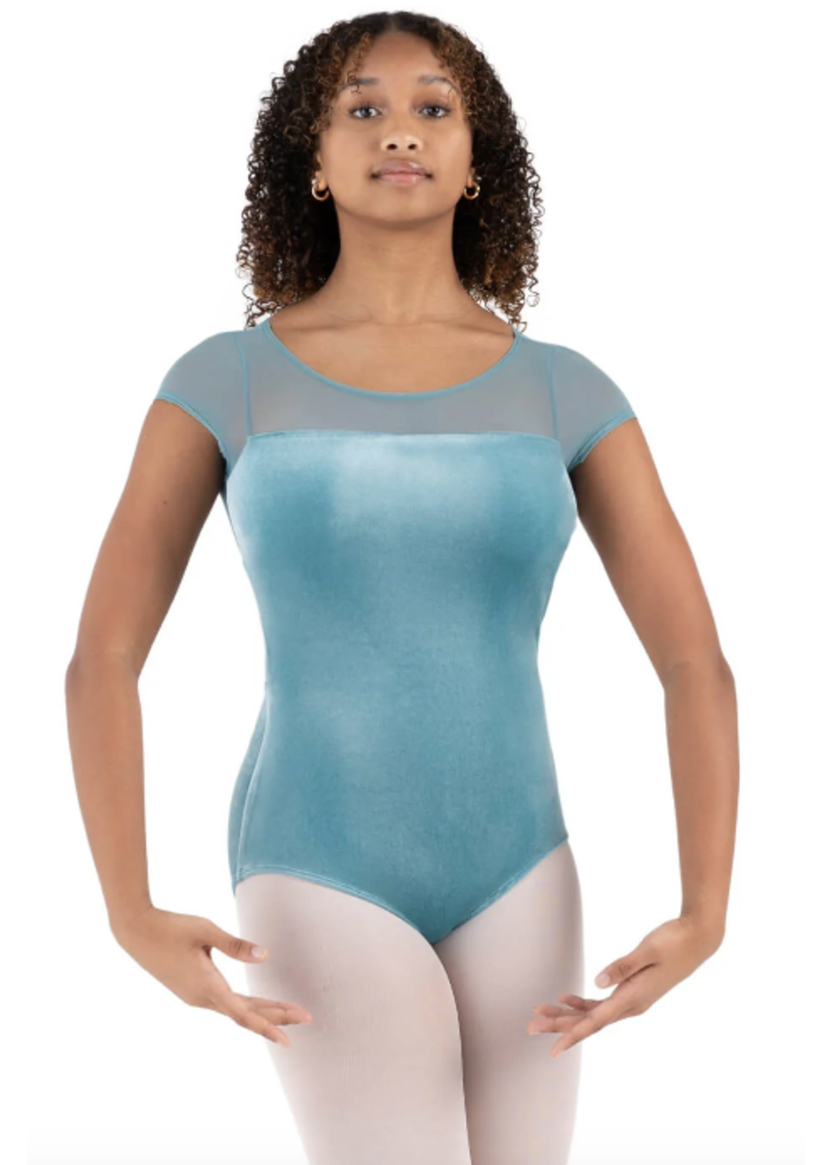 CAPEZIO & BUNHEADS A12234W JUNIPER VELVET FOREST SHORT SLEEVE LEOTARD