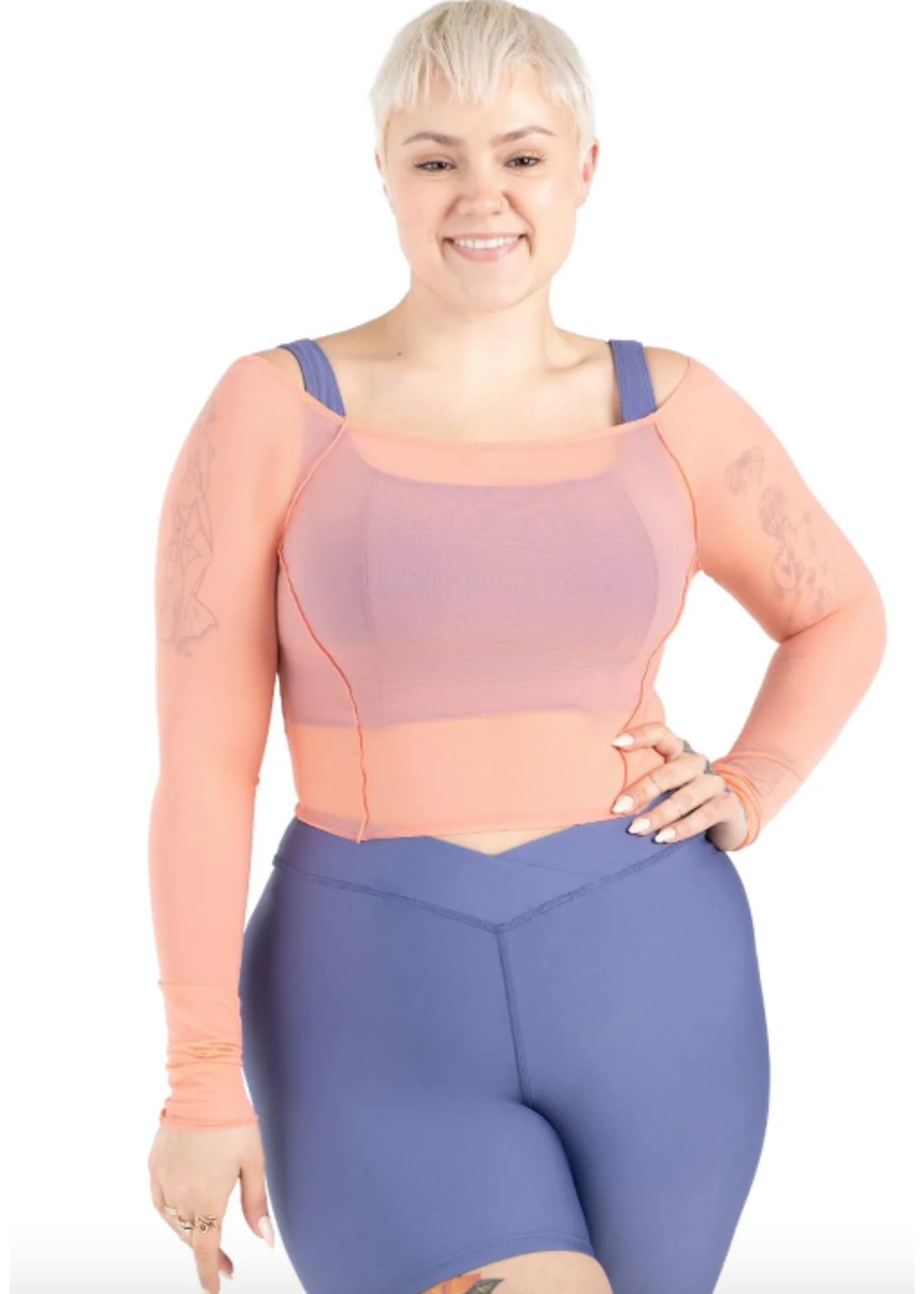 CAPEZIO & BUNHEADS A12247W SUNSET NOSTALGIA DUSK MESH LONG SLEEVE TOP