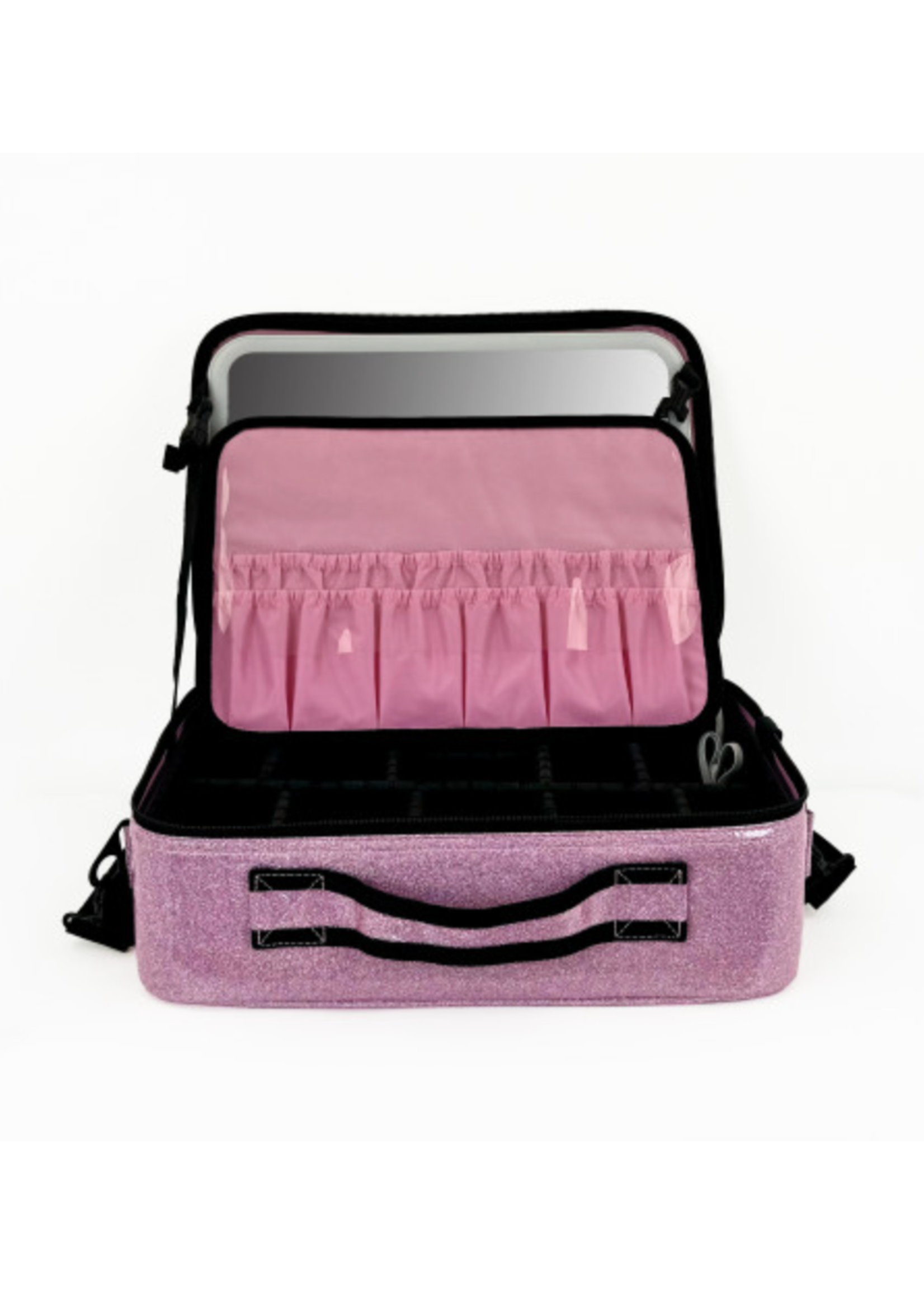 OVATION 1840 LARGE SPARKLE COSMETIC CASE w/ LED MIRROR