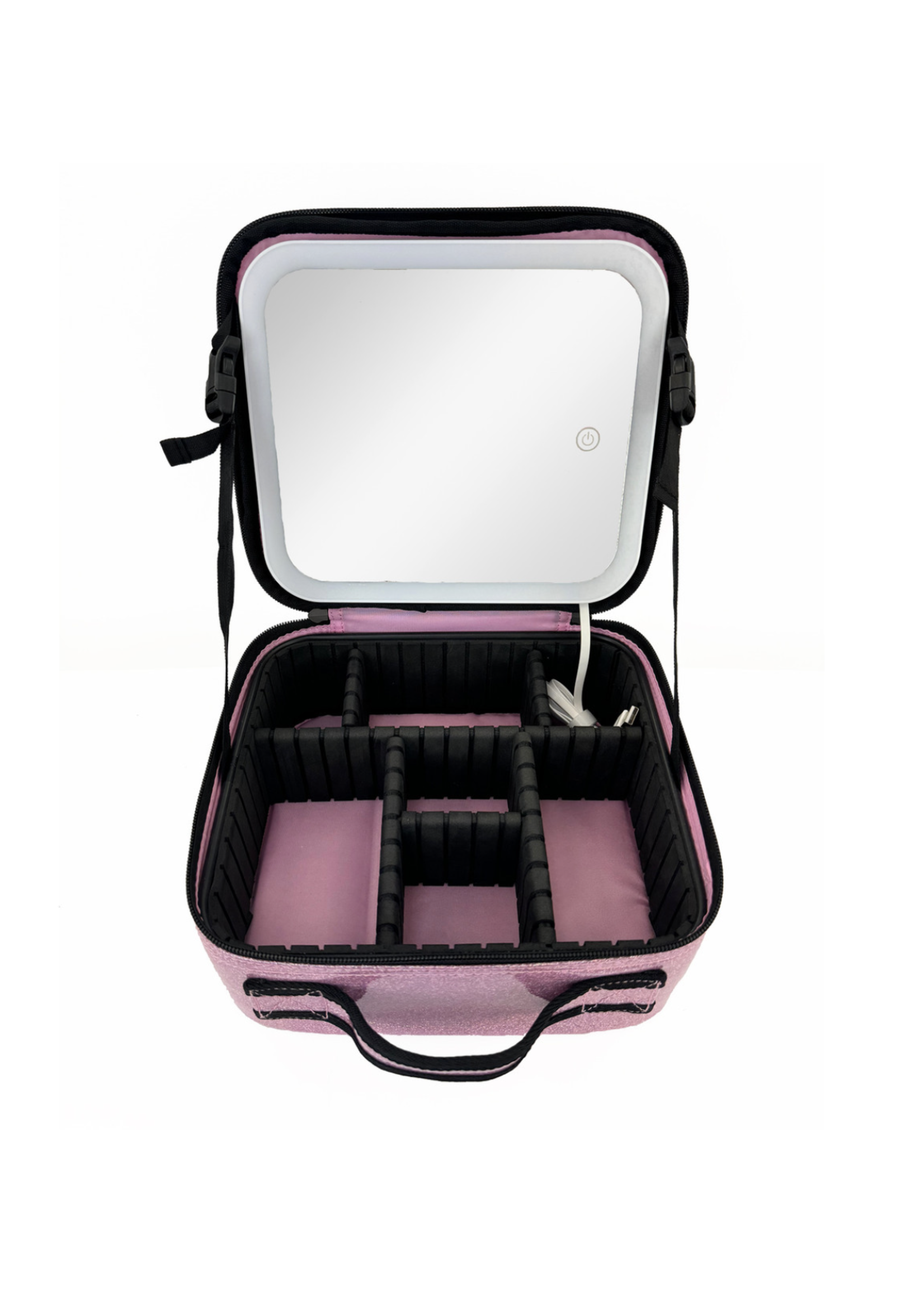 OVATION 1840 LARGE SPARKLE COSMETIC CASE w/ LED MIRROR