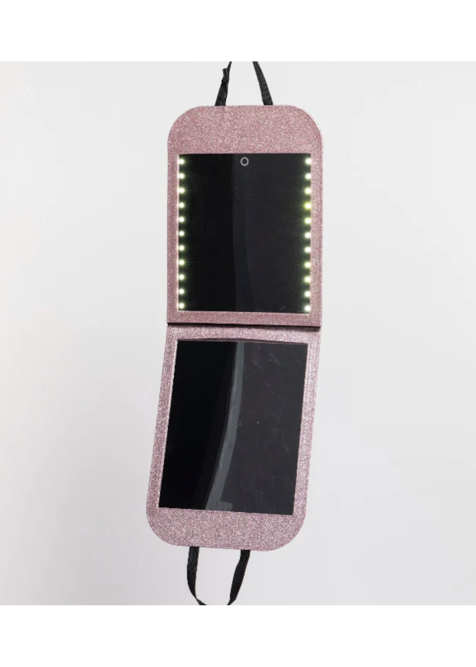 GLAM'R GEAR **NEW**GLITTER HANGING LED FOLDING DOUBLE MIRROR